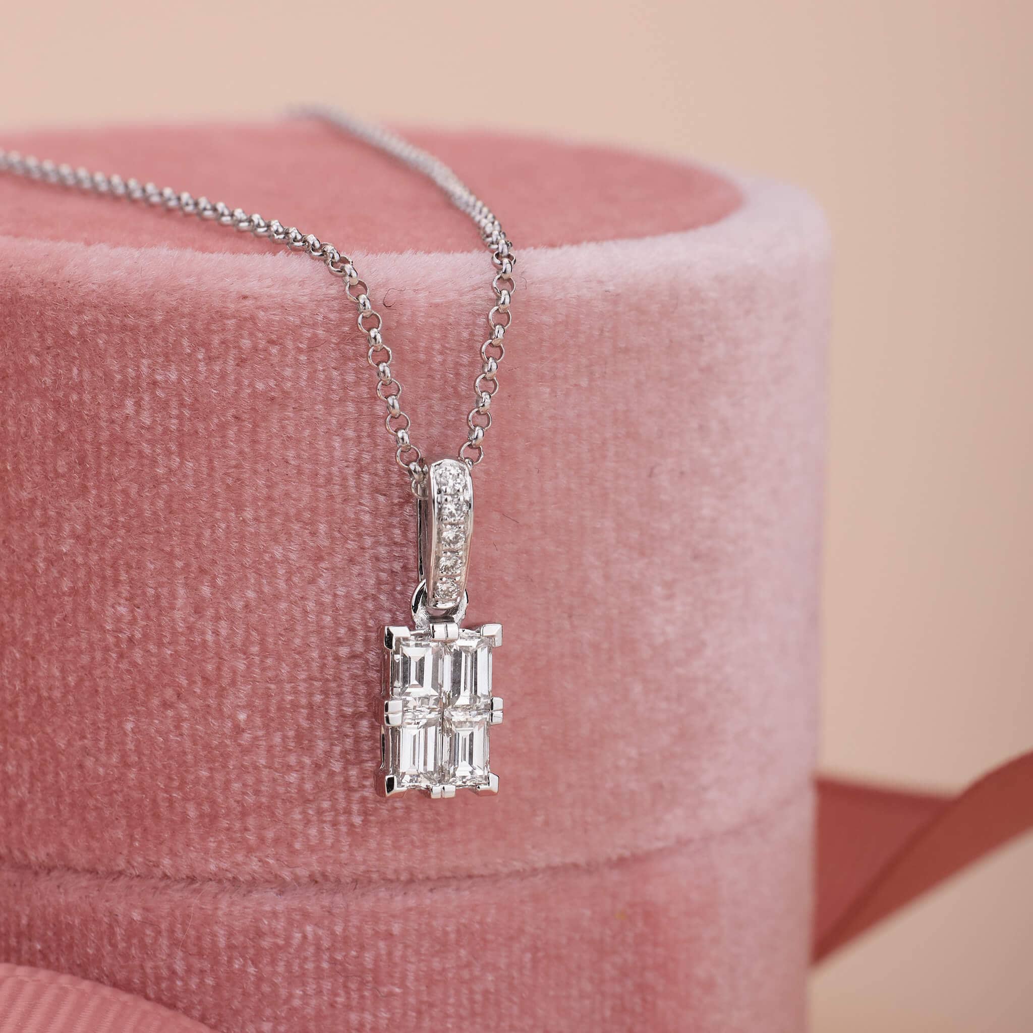 0.67 ct.tw. Natural Baguette Diamond Pendant