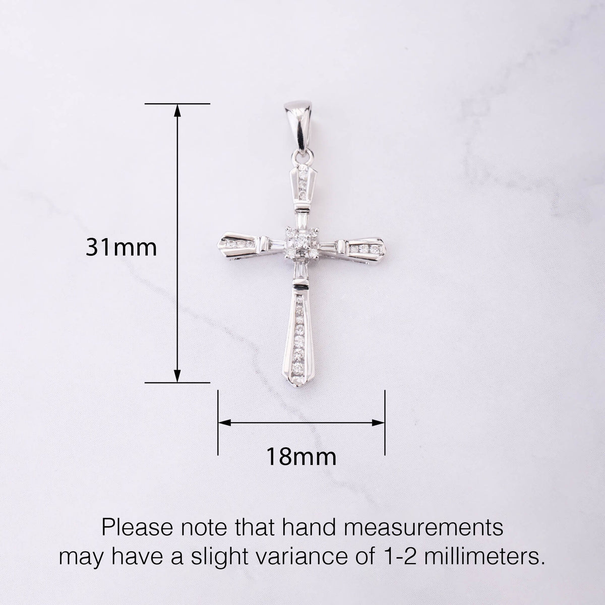 18K Gold Vintage - Styled Cross Pendant with Natural Diamond - Jewelry And Store