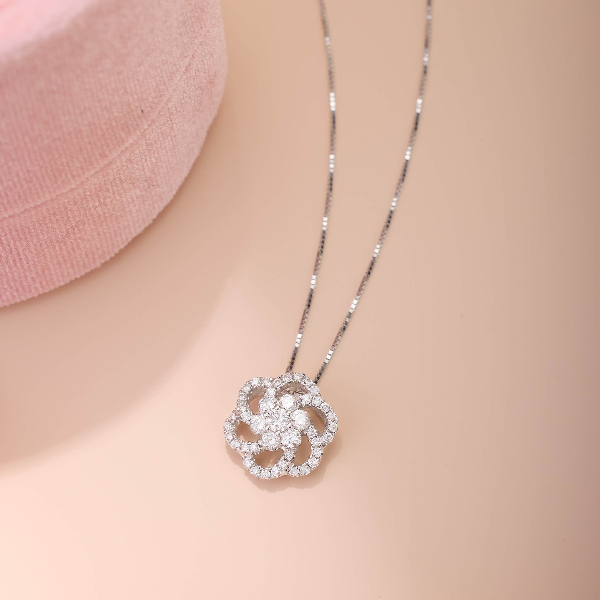 0.46 ct.tw. Natural Diamond Camelia Pendant in 14K Gold - Jewelry And Store