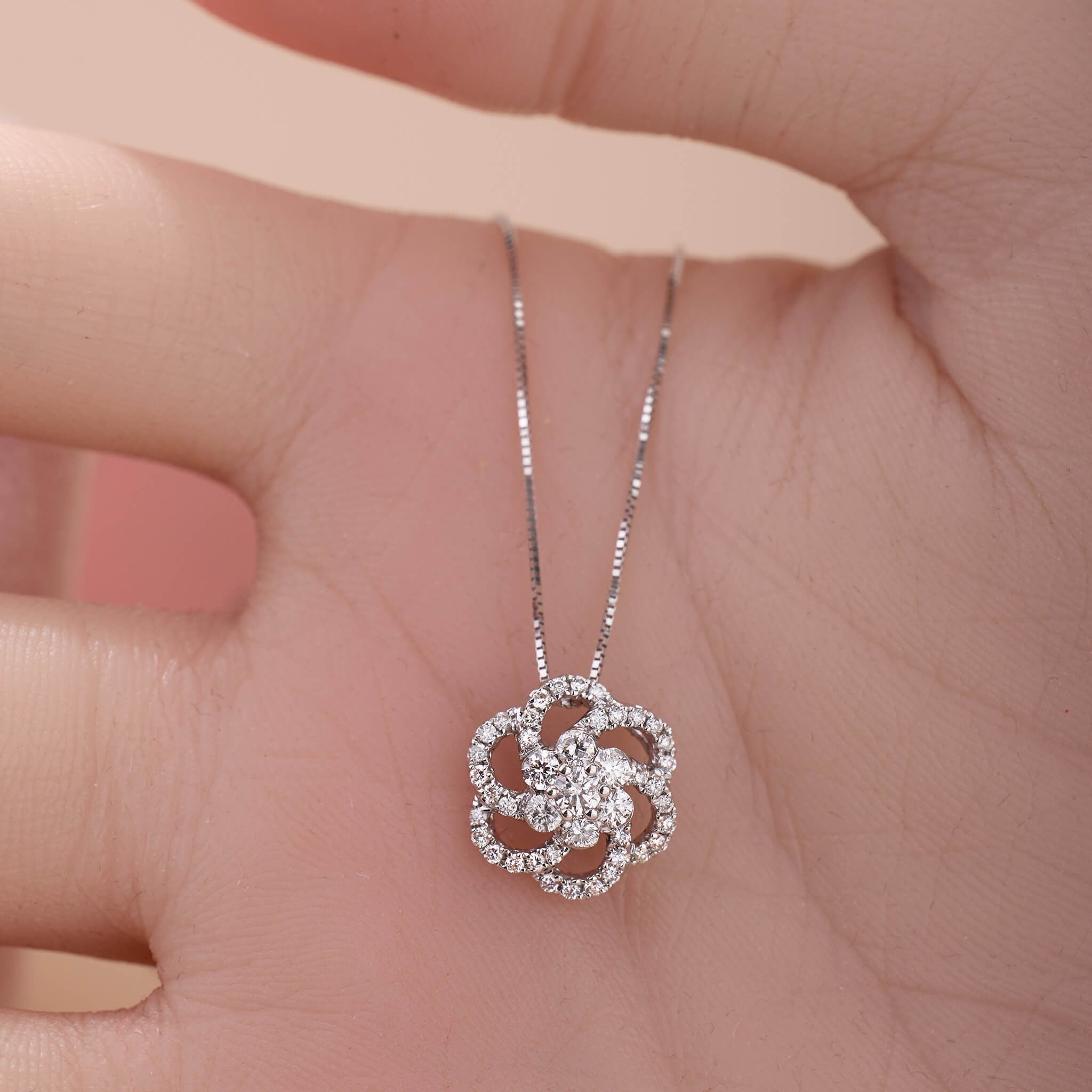 0.46 ct.tw. Natural Diamond Camelia Pendant in 14K Gold - Jewelry And Store