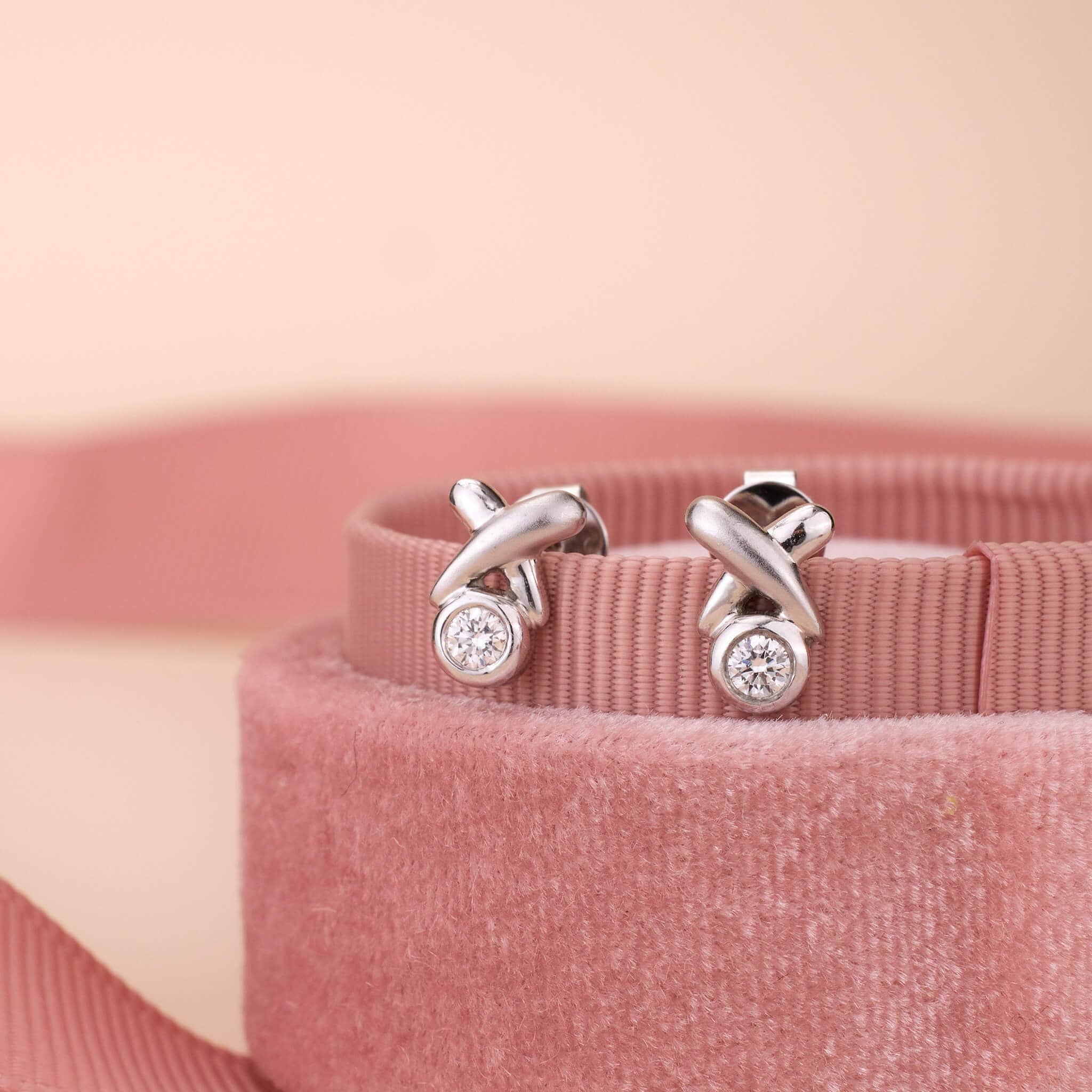 Platinum XOXO Natural Diamond Earrings - Jewelry And Store