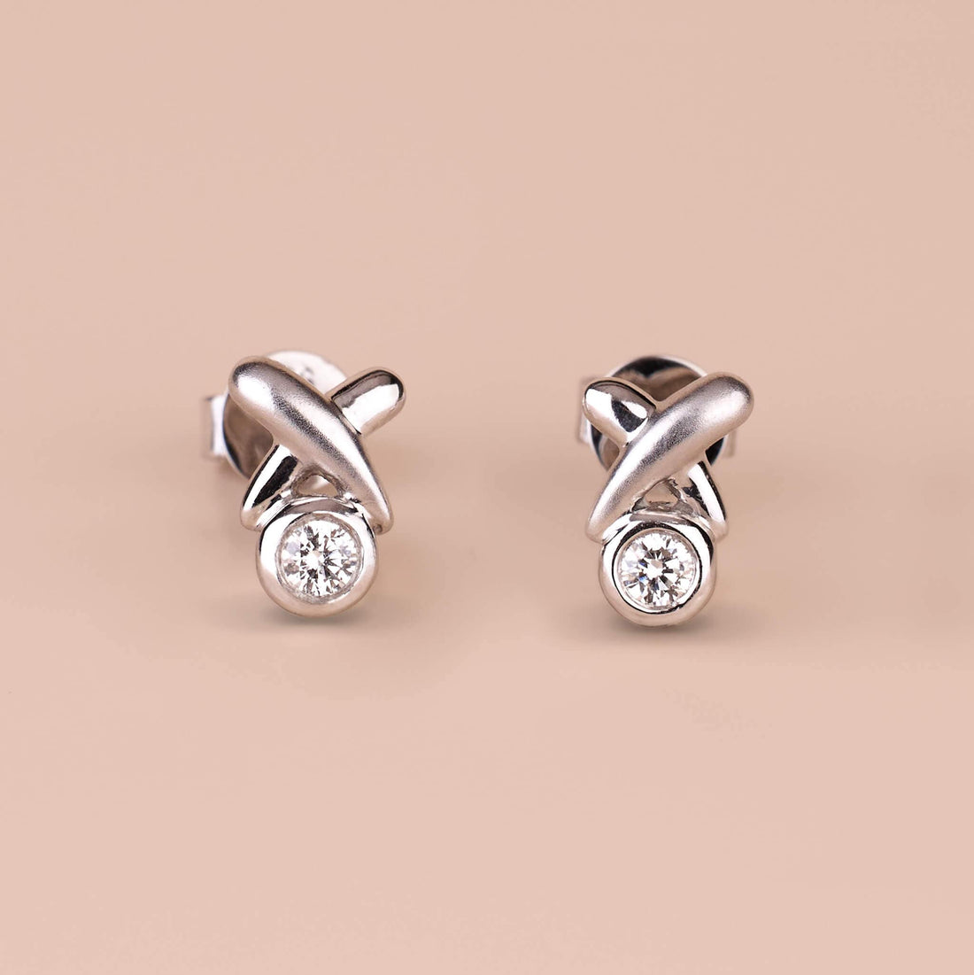Platinum XOXO Natural Diamond Earrings - Jewelry And Store