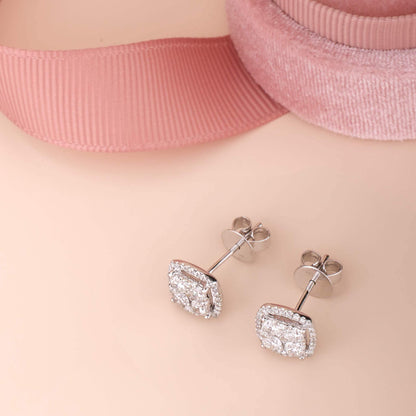 1.06 ct.tw. Diamond Halo Earrings - Jewelry And Store