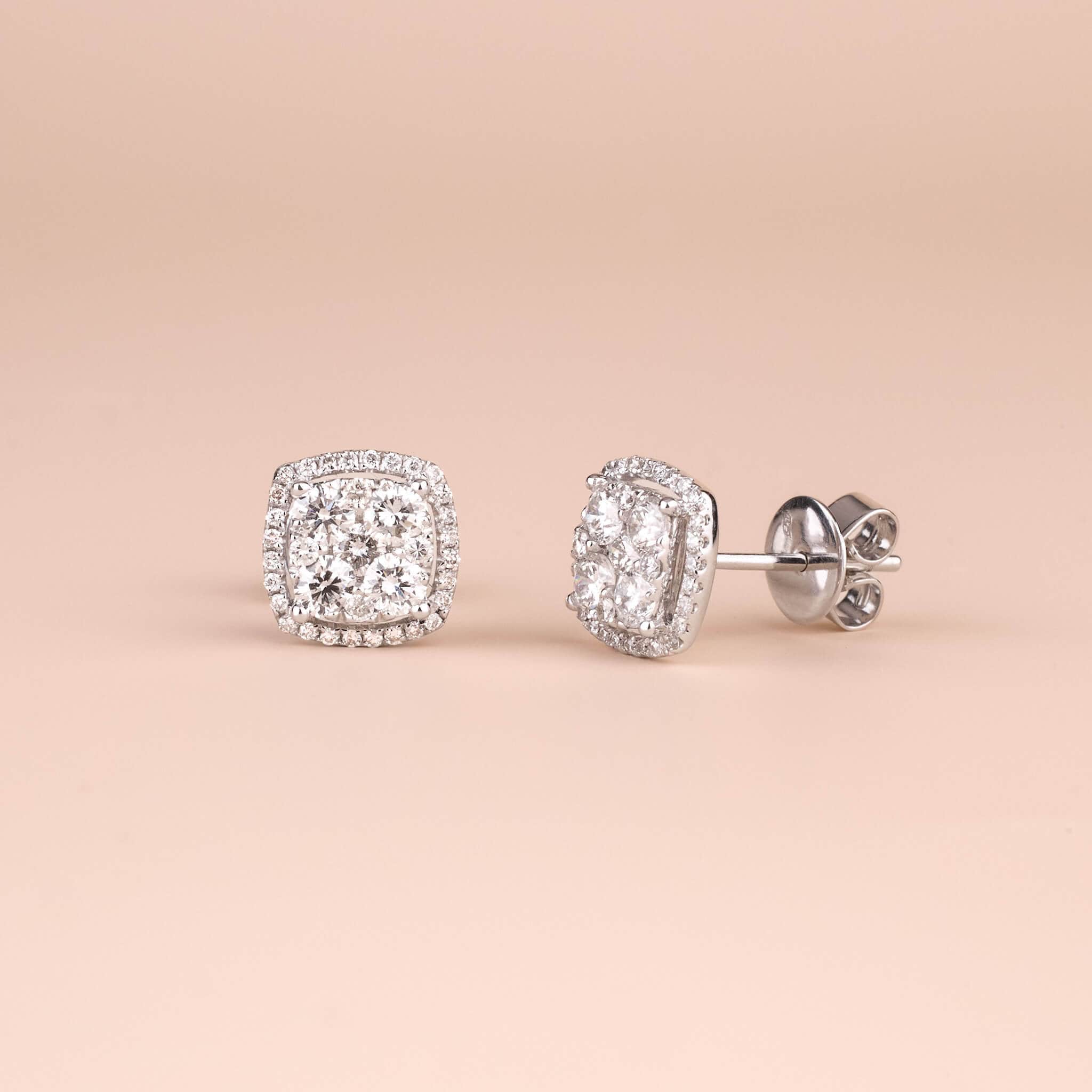 1.06 ct.tw. Diamond Halo Earrings - Jewelry And Store