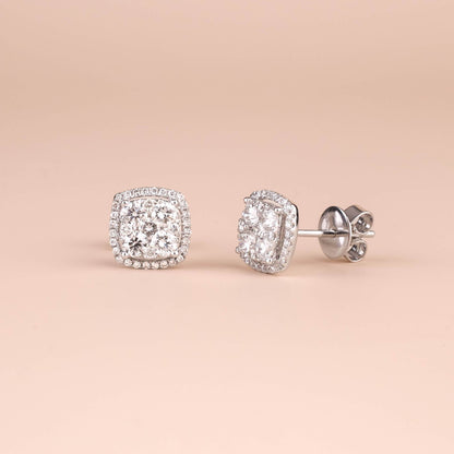 1.06 ct.tw. Diamond Halo Earrings - Jewelry And Store