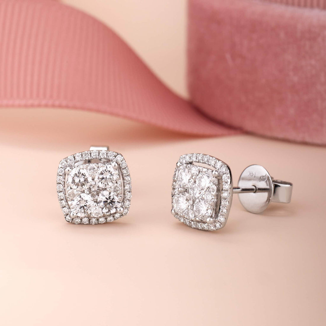 1.06 ct.tw. Diamond Halo Earrings - Jewelry And Store