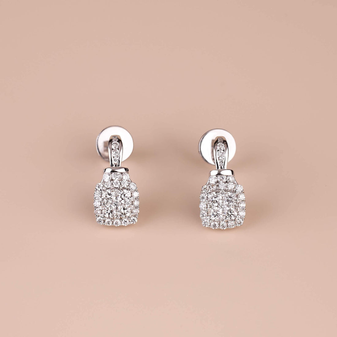 0.72 ct.tw. Diamond Square Cluster Earrings - Jewelry And Store