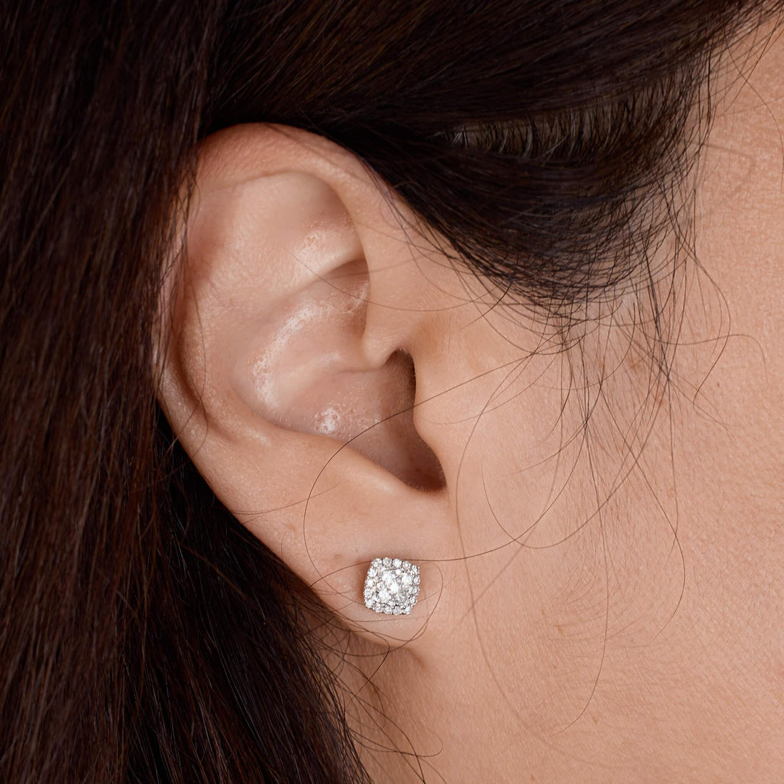 14K Gold Classic Diamond Halo Earrings - Jewelry And Store