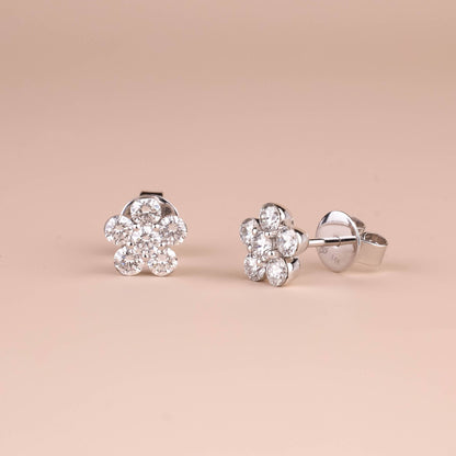 1.08ct.tw. Diamond Flower Stud Earrings - Jewelry And Store