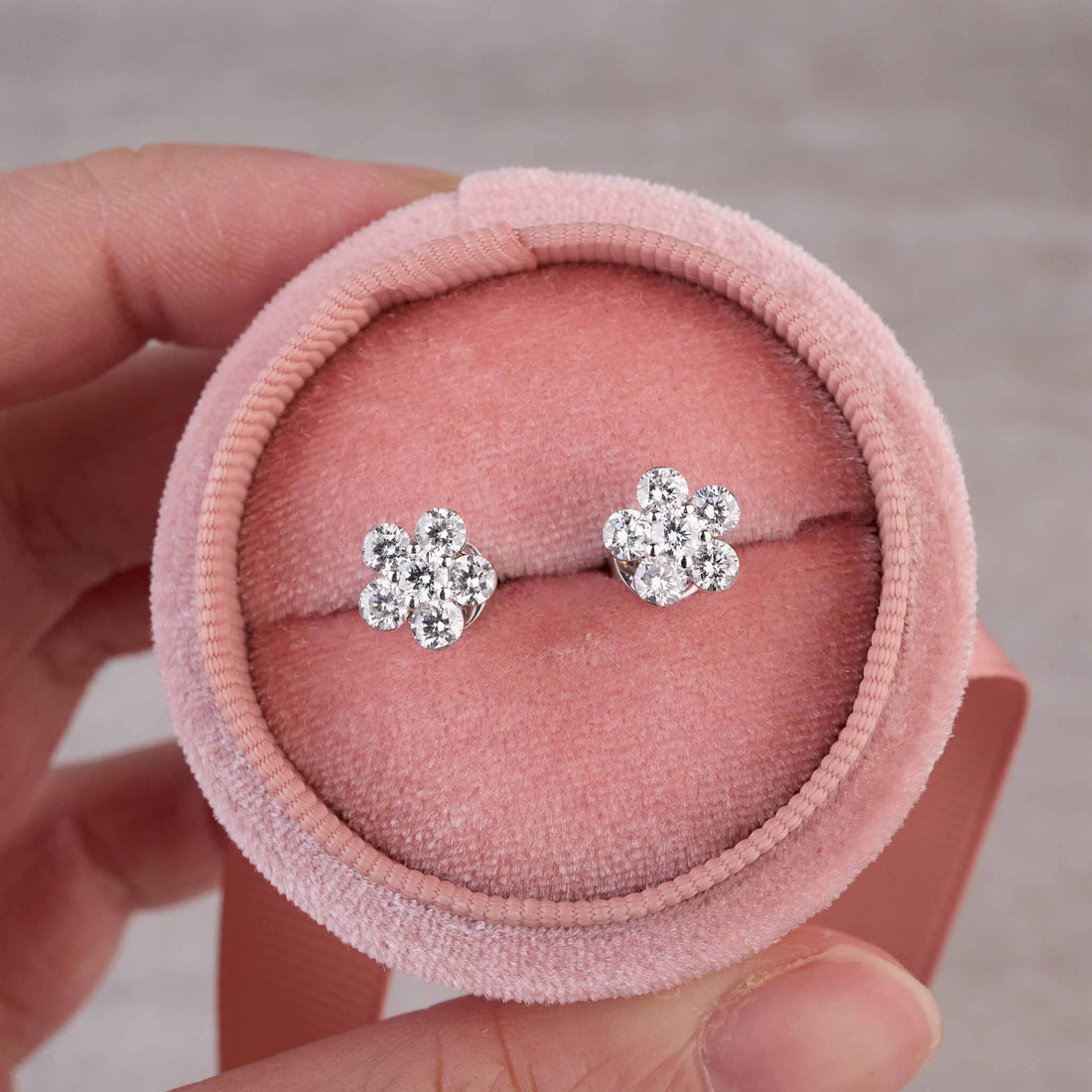 1.08ct.tw. Diamond Flower Stud Earrings - Jewelry And Store