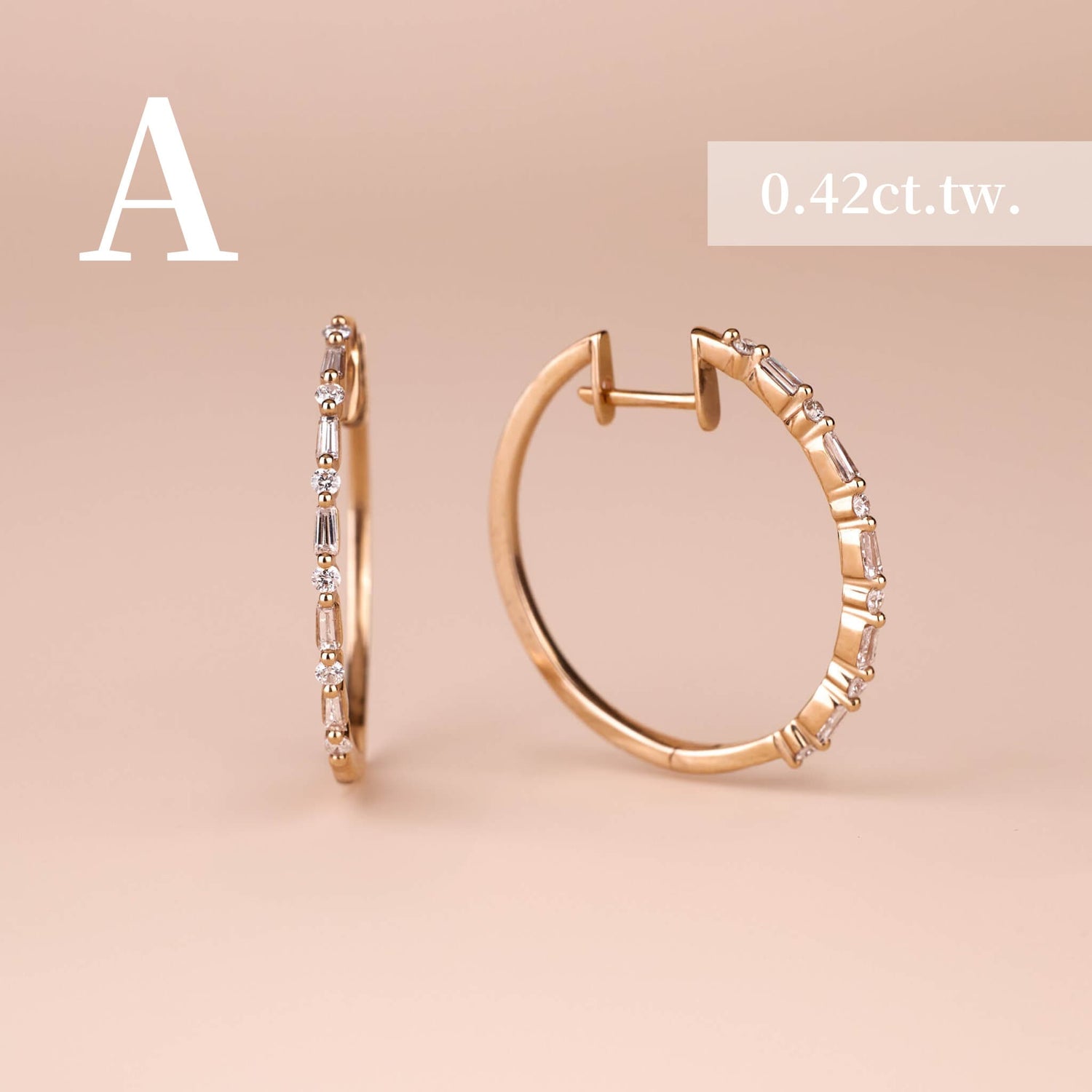 Classic Baugette Diamond Hoop Earrings - Jewelry And Store