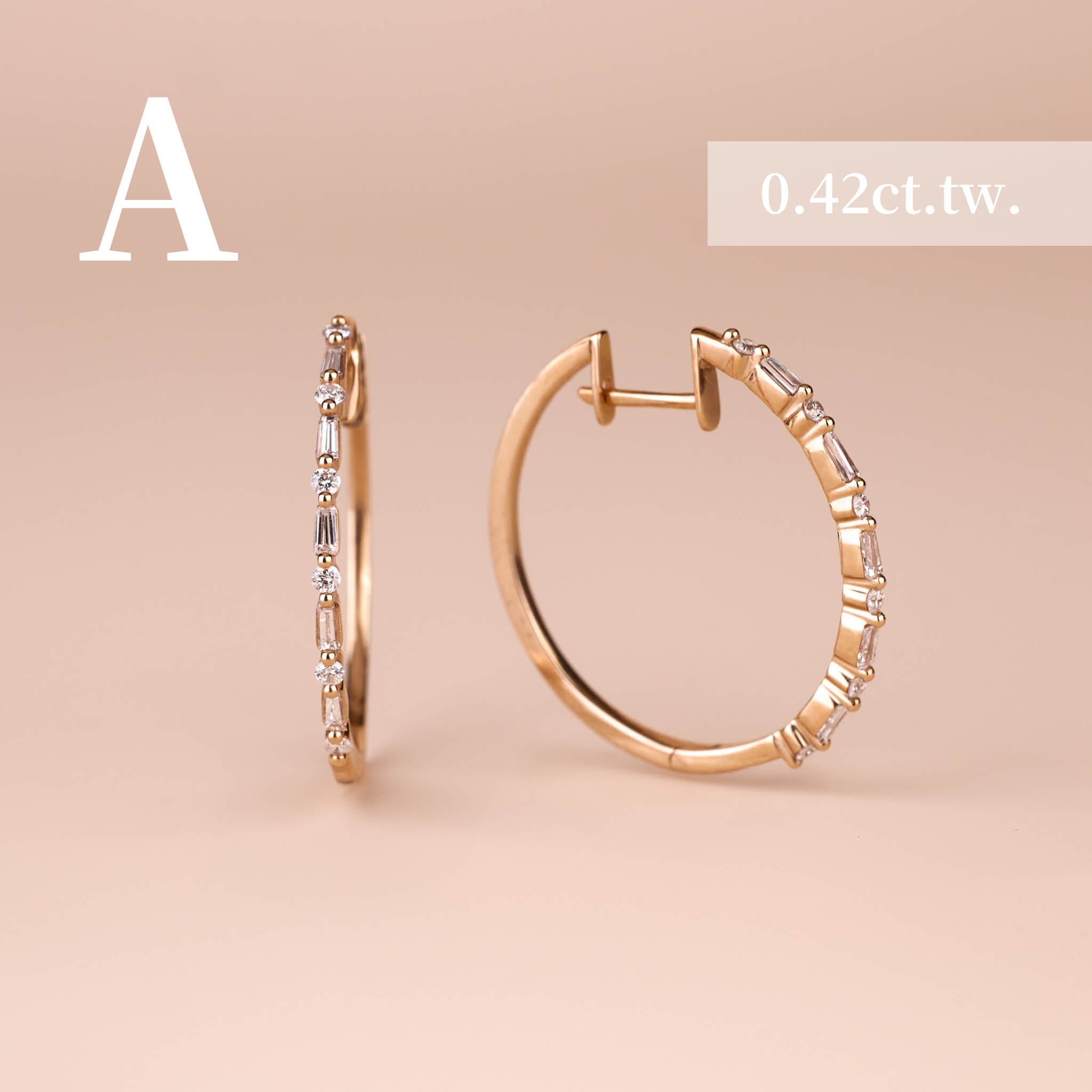Classic Baugette Diamond Hoop Earrings - Jewelry And Store