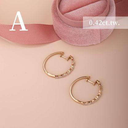 Classic Baugette Diamond Hoop Earrings - Jewelry And Store