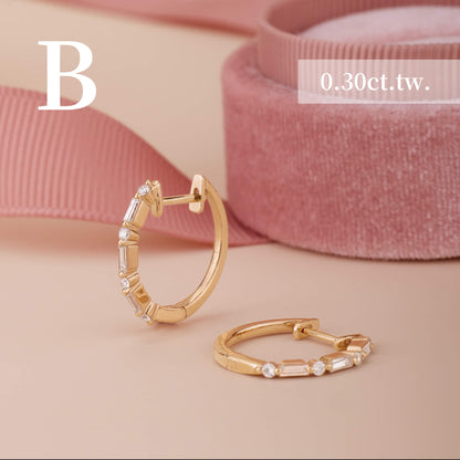 Classic Baugette Diamond Hoop Earrings - Jewelry And Store