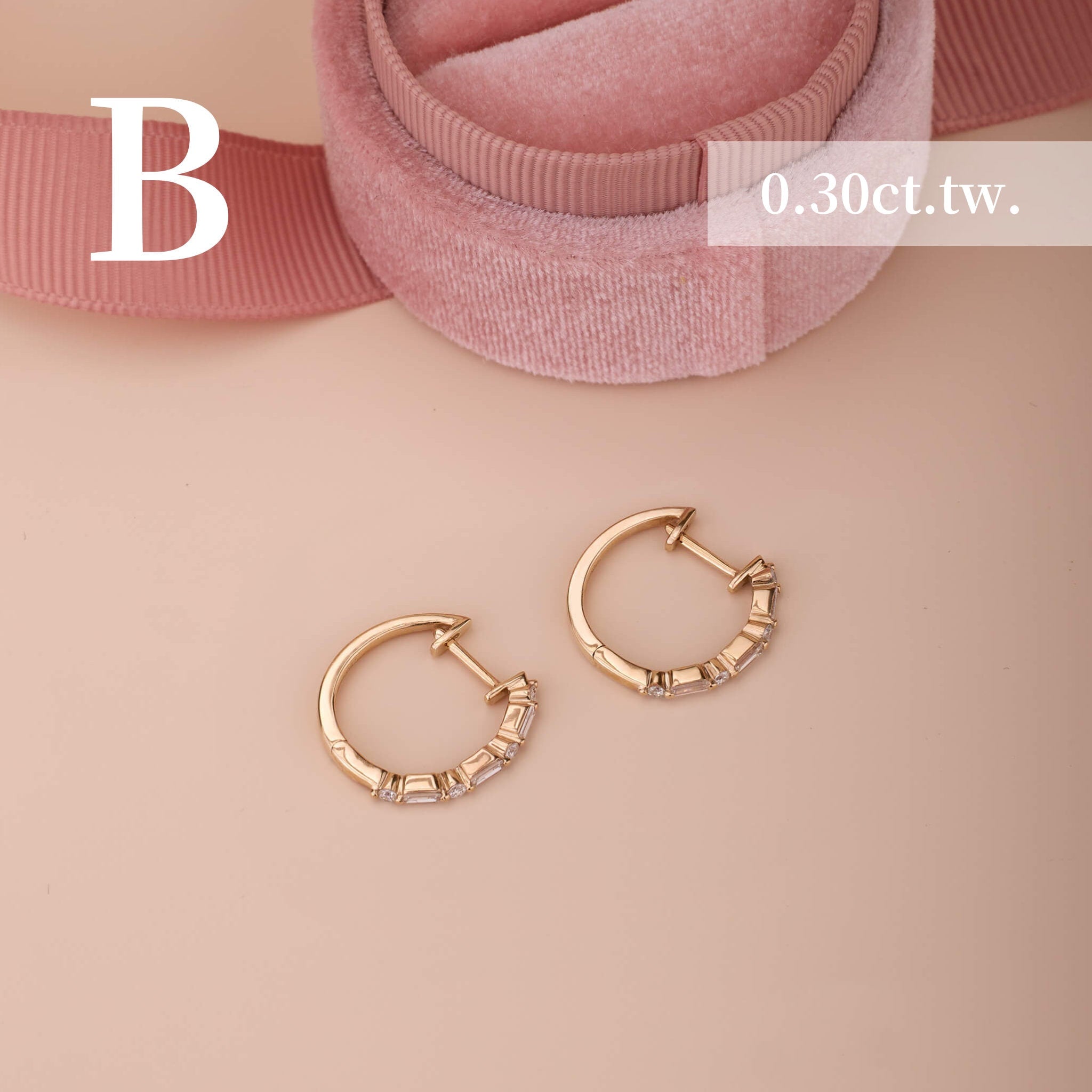 Classic Baugette Diamond Hoop Earrings - Jewelry And Store