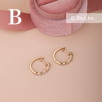 Classic Baugette Diamond Hoop Earrings - Jewelry And Store