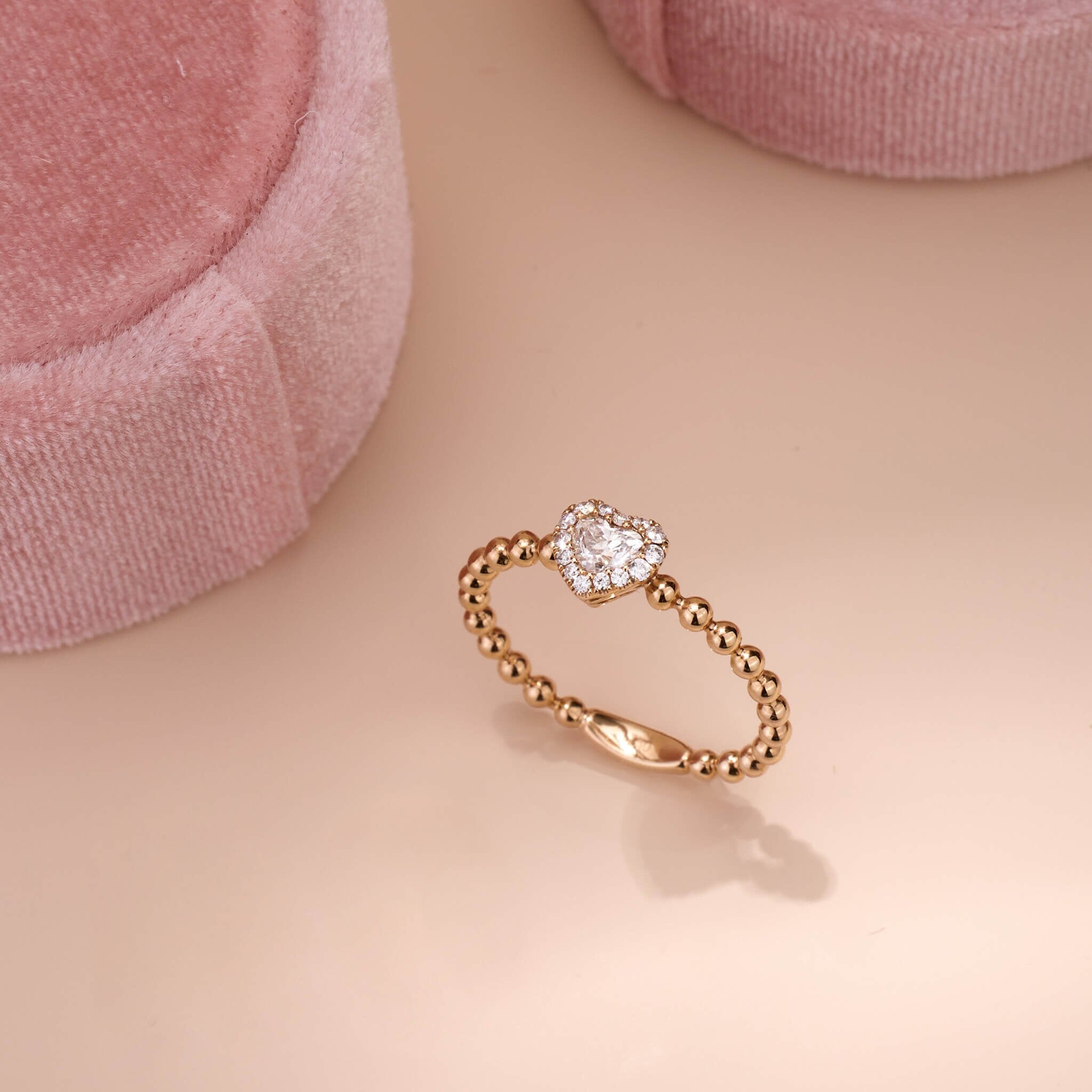 18K Gold Unique Heart - shape Diamond Engagement Ring - Jewelry And Store