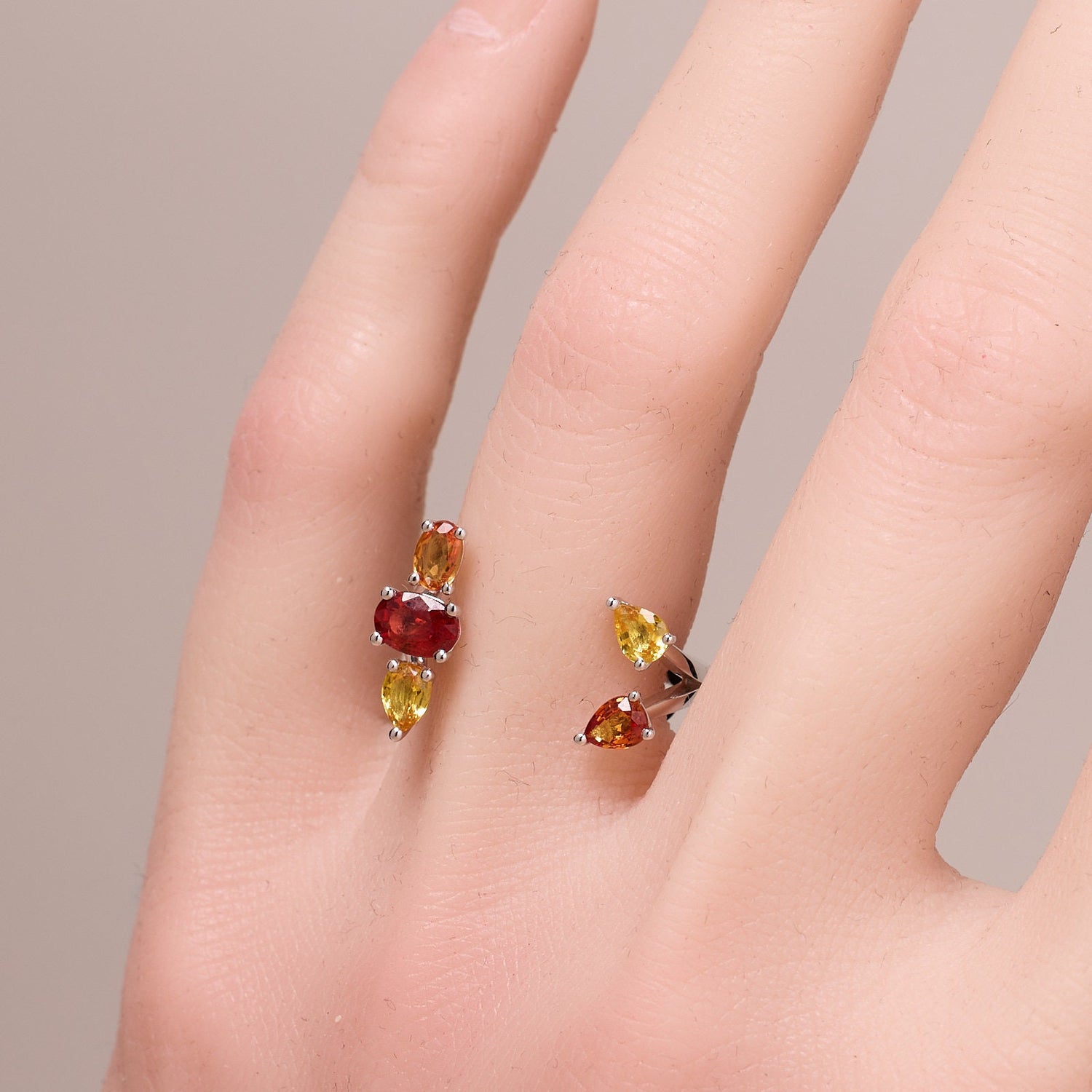 18K Gold Tulip Wrap Ring with Natural Fancy Sapphire - Jewelry And Store