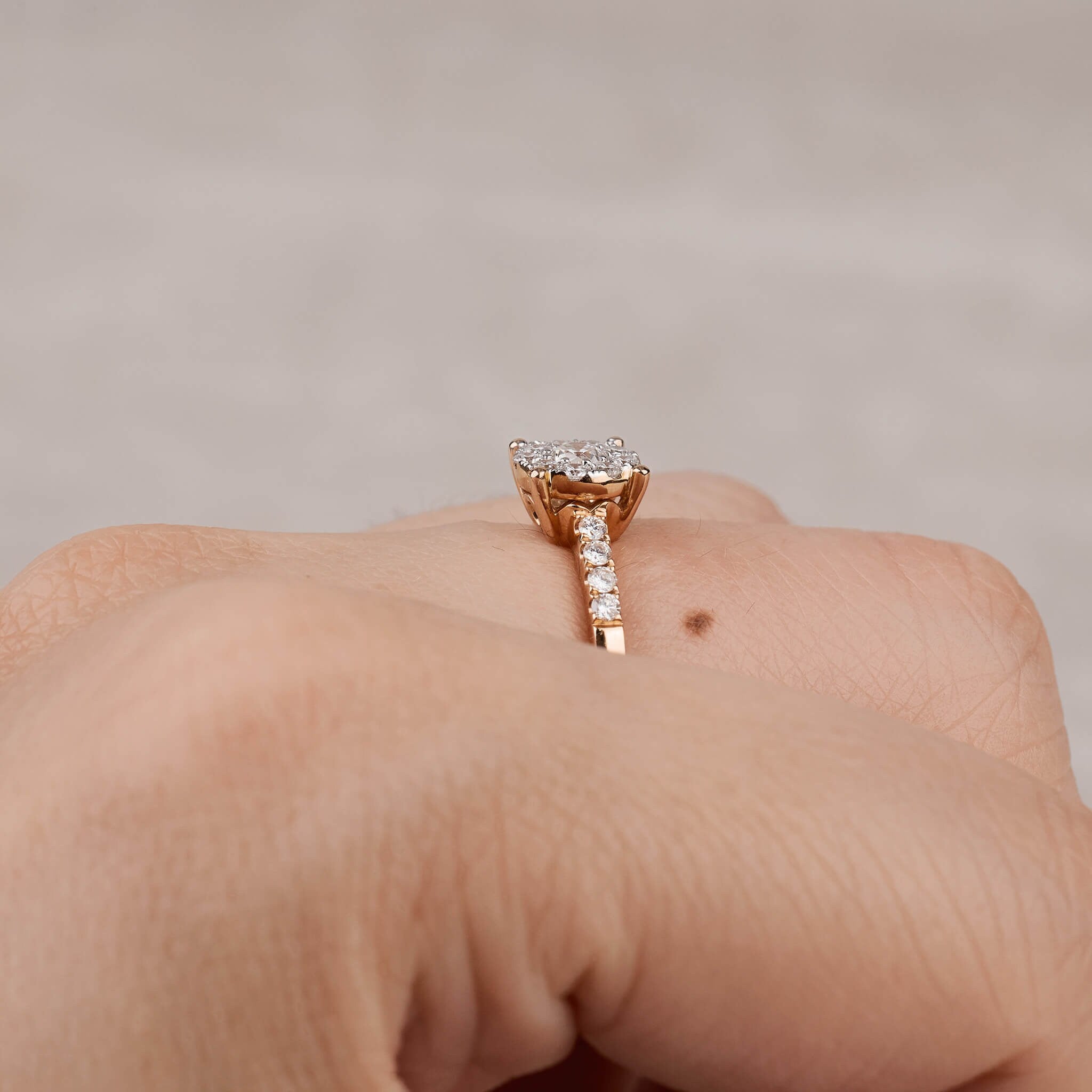 0.44ct.tw. Minimalist Natural Diamond Halo Engagement Ring - Jewelry And Store