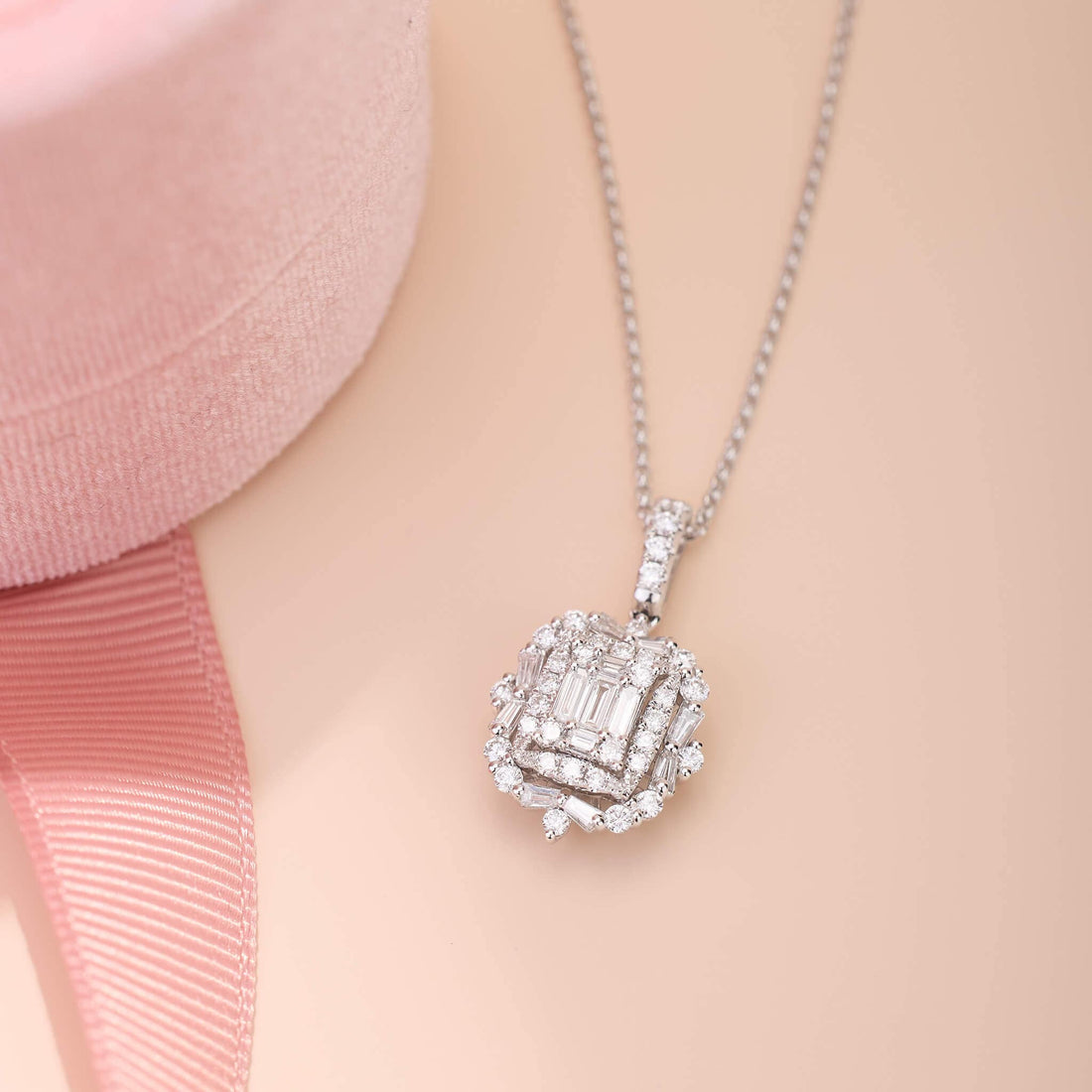 0.86 ct.tw. Natural Baguette Diamond Pendant - Jewelry And Store