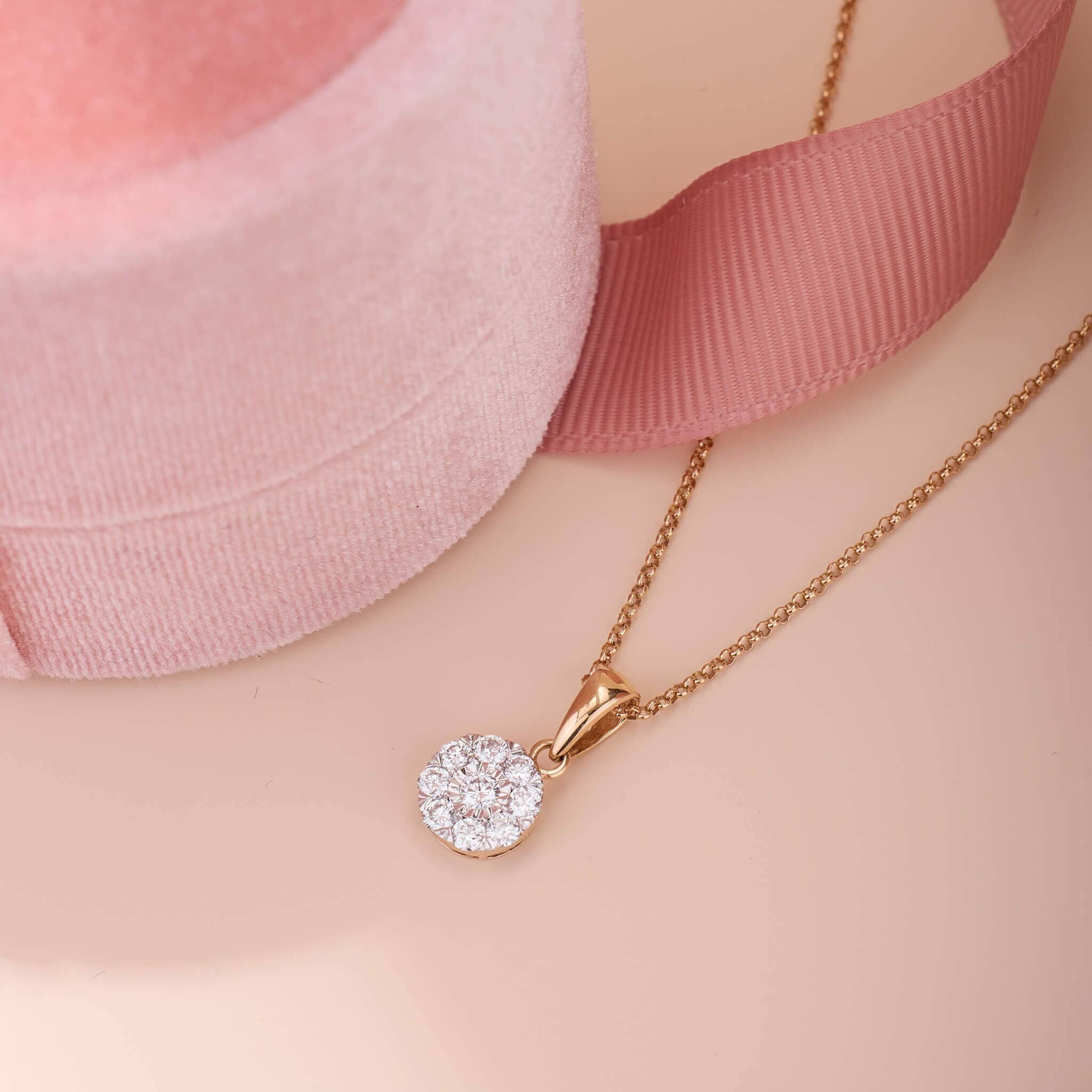 18K Gold Minimalist Natural Diamond Pendant - Jewelry And Store