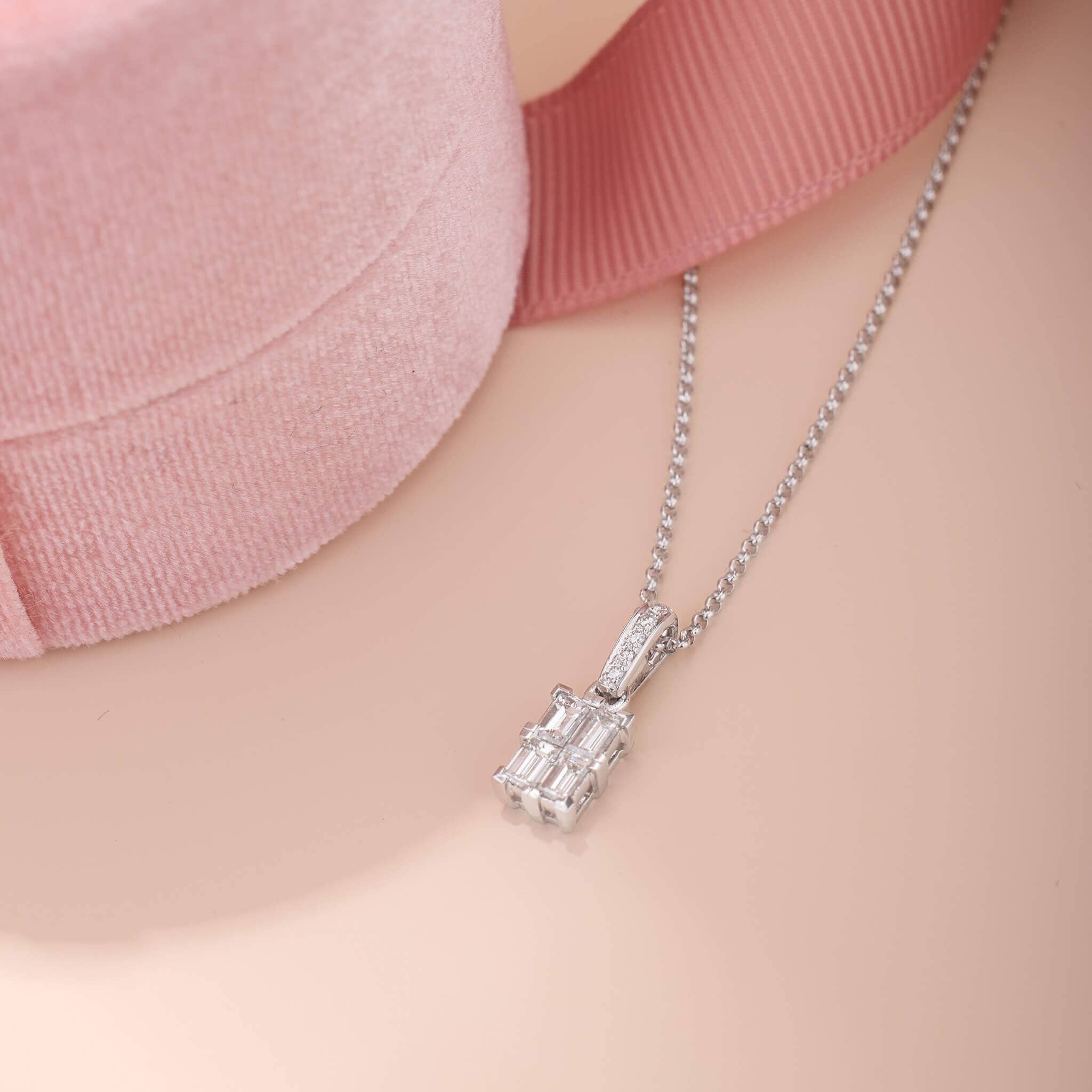 0.67 ct.tw. Natural Baguette Diamond Pendant