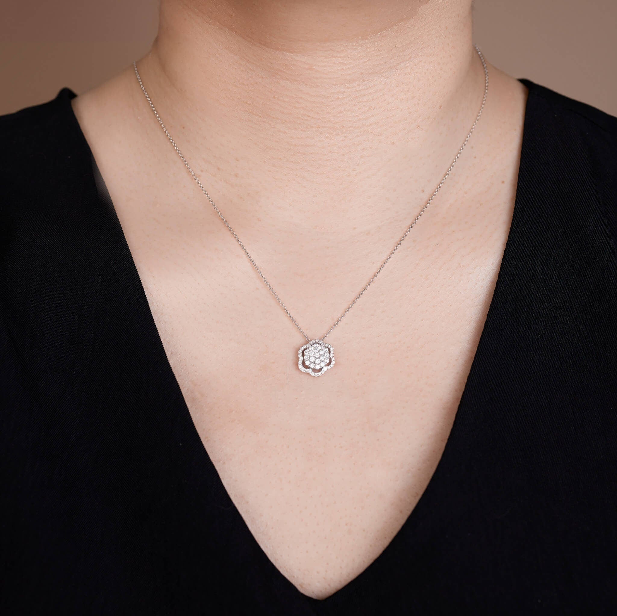 0.63 ct.tw. Natural Diamond Sun Flower Pendant - Jewelry And Store