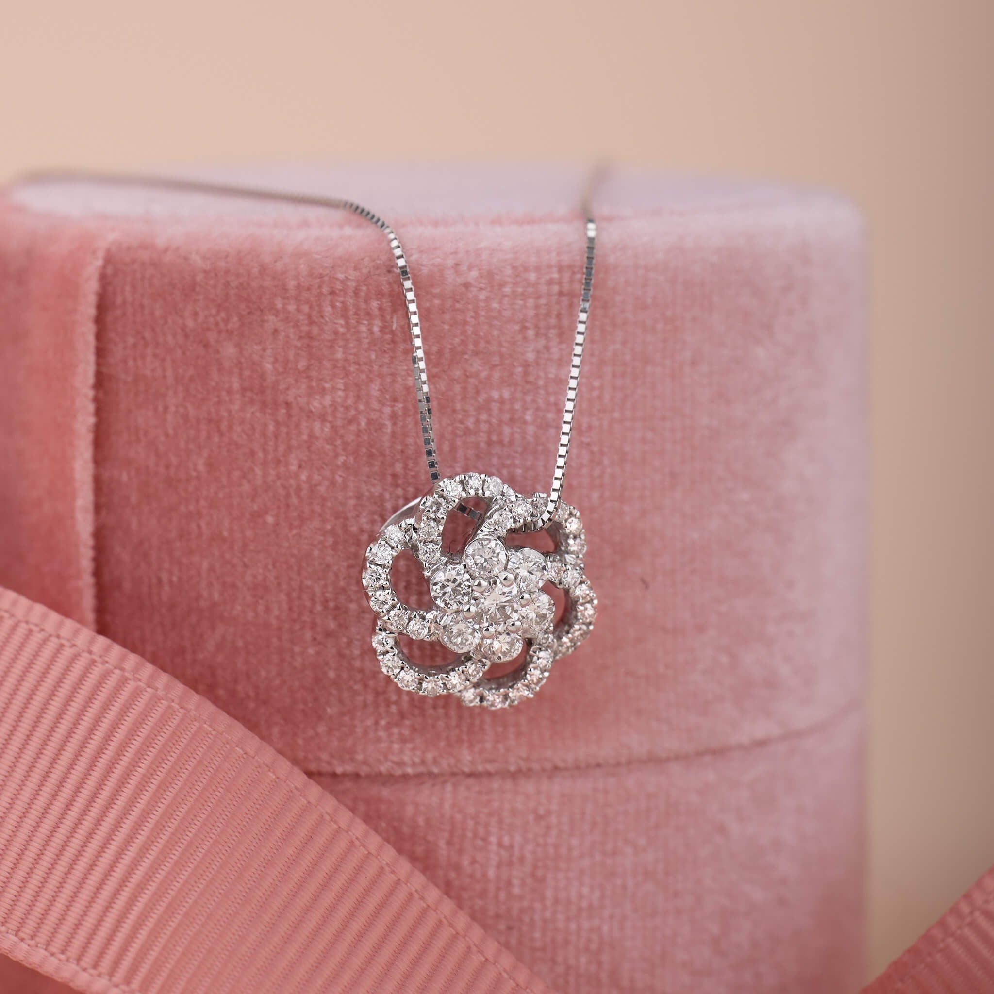 0.46 ct.tw. Natural Diamond Camelia Pendant in 14K Gold - Jewelry And Store