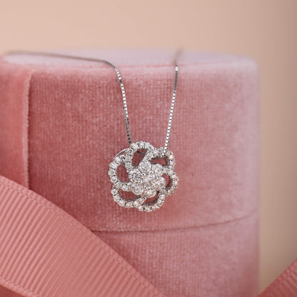 0.46 ct.tw. Natural Diamond Camelia Pendant in 14K Gold - Jewelry And Store