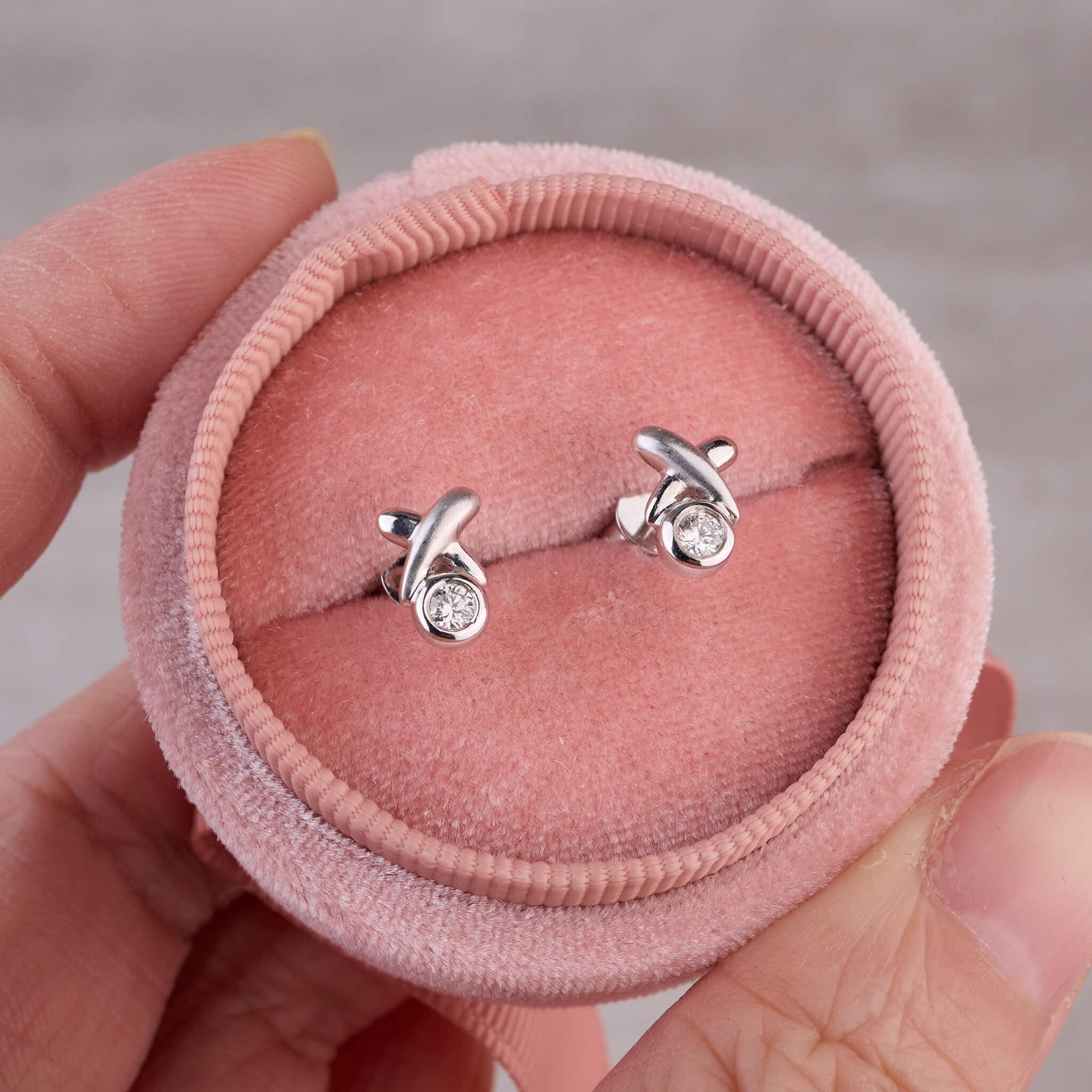Platinum XOXO Natural Diamond Earrings - Jewelry And Store
