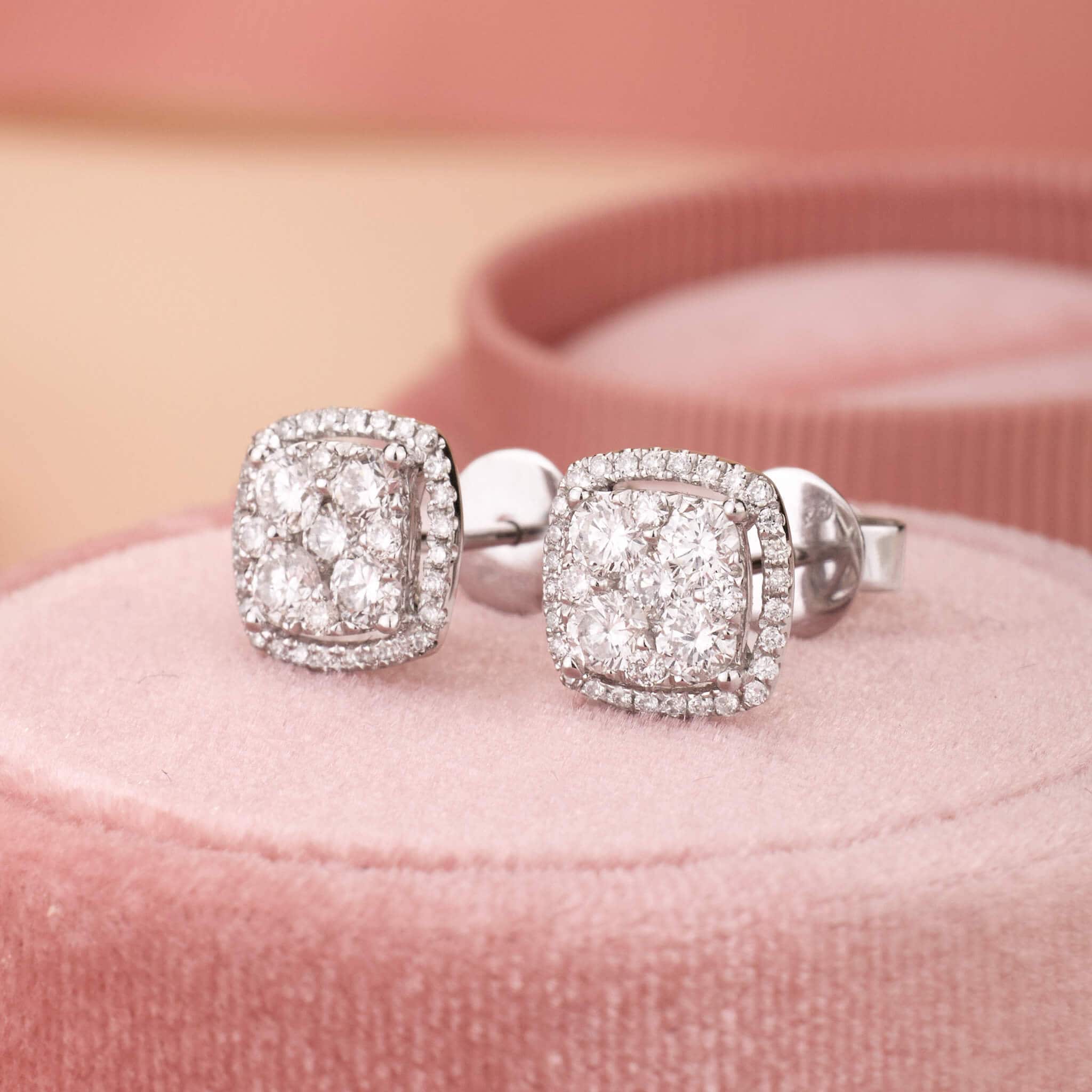 1.06 ct.tw. Diamond Halo Earrings - Jewelry And Store