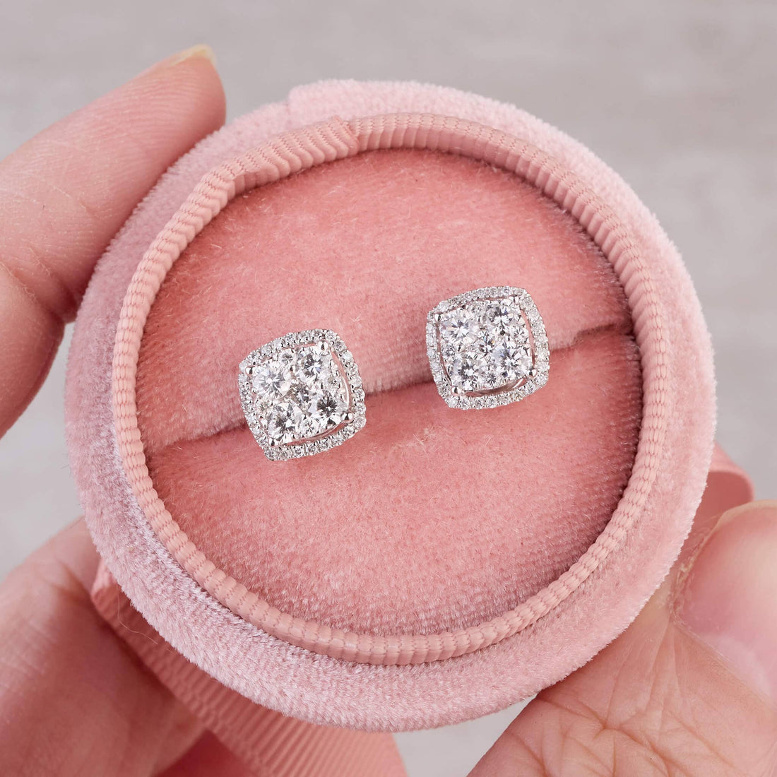 1.06 ct.tw. Diamond Halo Earrings - Jewelry And Store