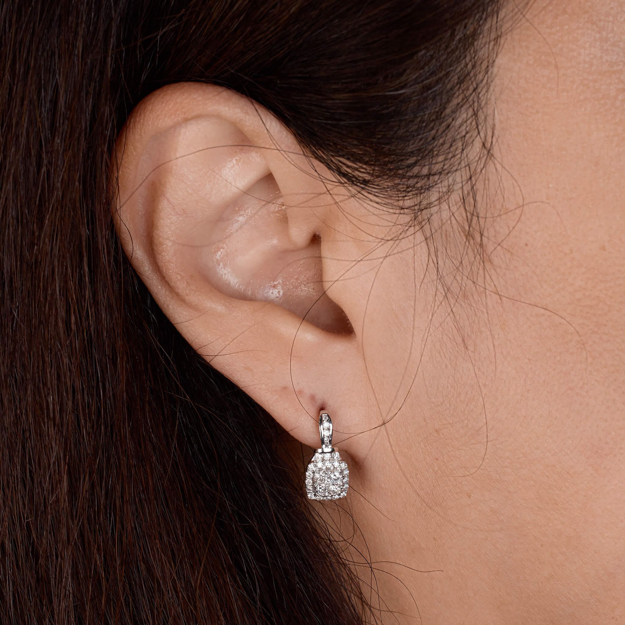 0.72 ct.tw. Diamond Square Cluster Earrings - Jewelry And Store