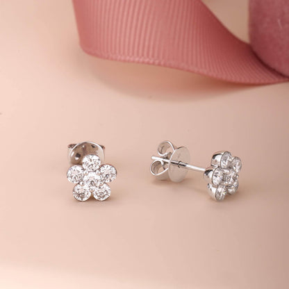 1.08ct.tw. Diamond Flower Stud Earrings - Jewelry And Store