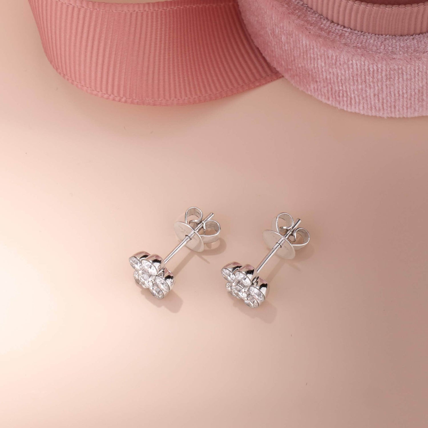 1.08ct.tw. Diamond Flower Stud Earrings - Jewelry And Store