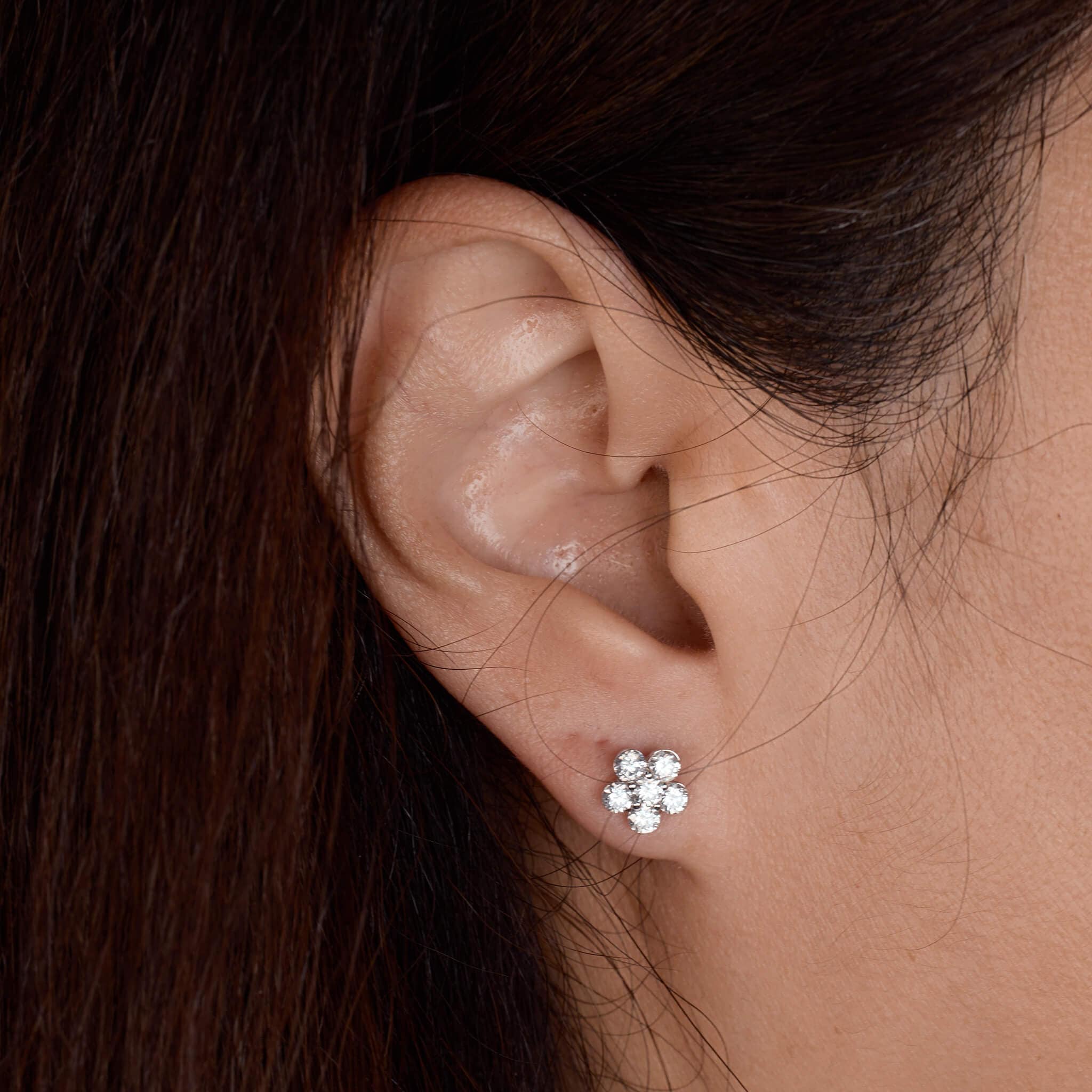 1.08ct.tw. Diamond Flower Stud Earrings - Jewelry And Store