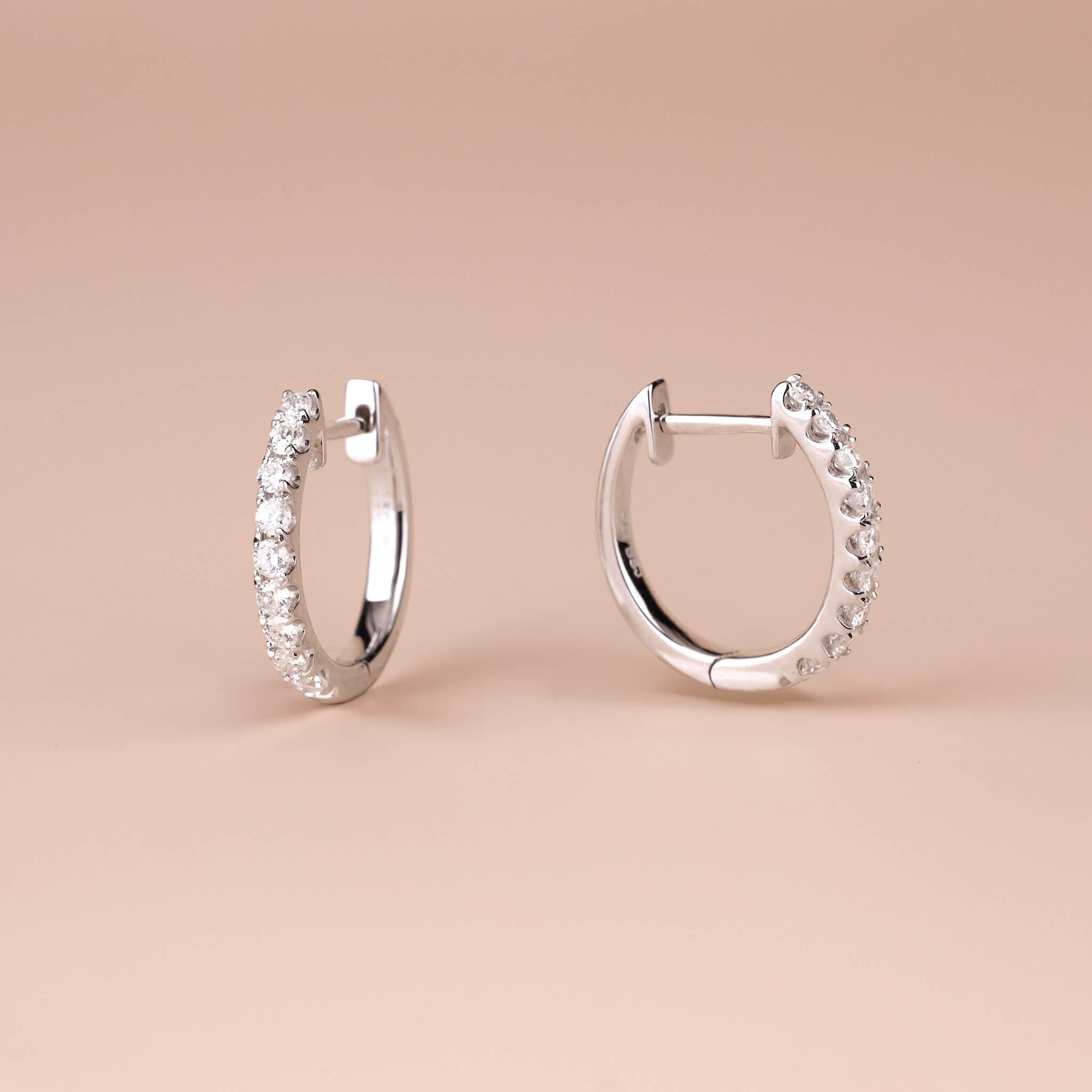 Classic Diamond Huggie Hoop Earrings - Jewelry And Store