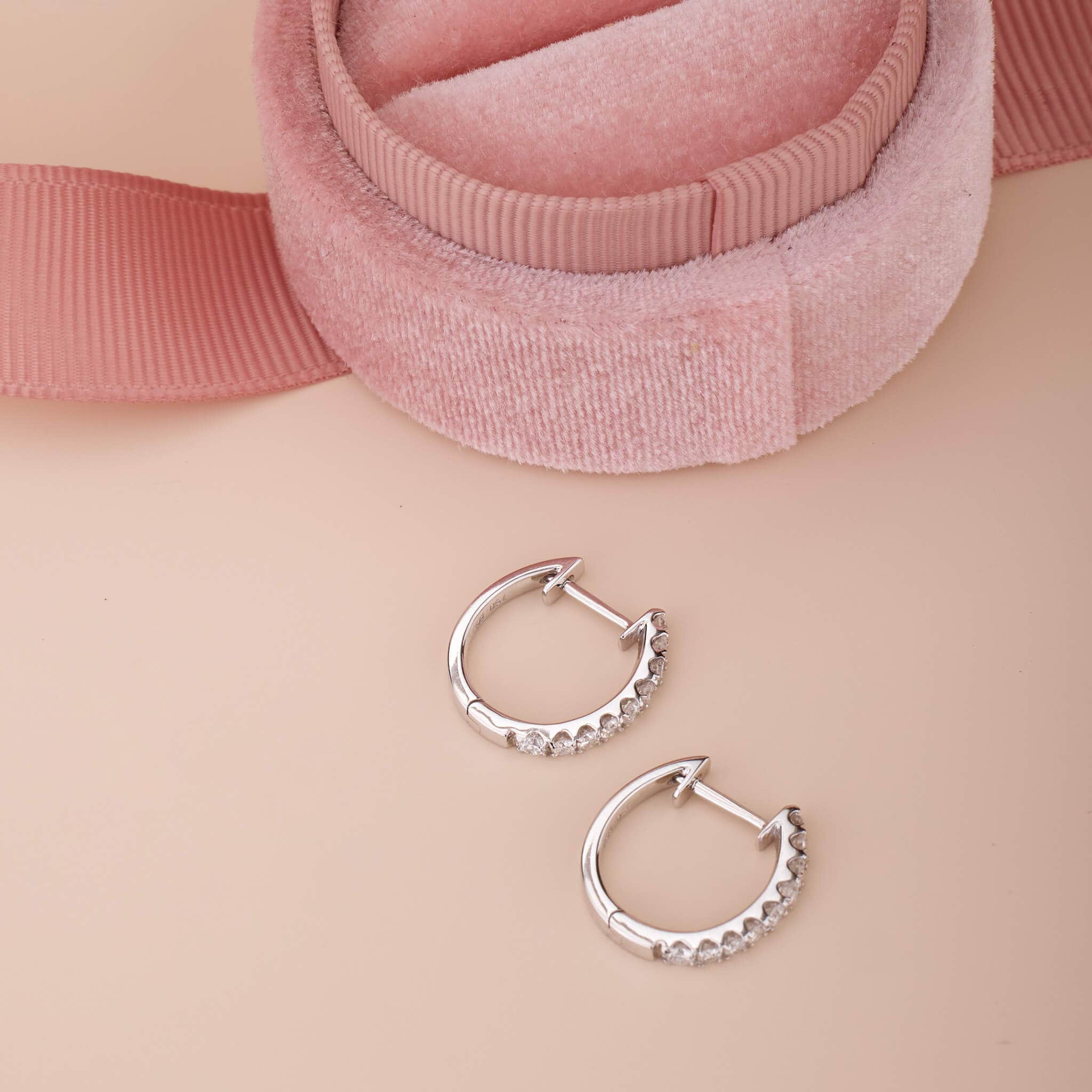 Classic Diamond Huggie Hoop Earrings - Jewelry And Store
