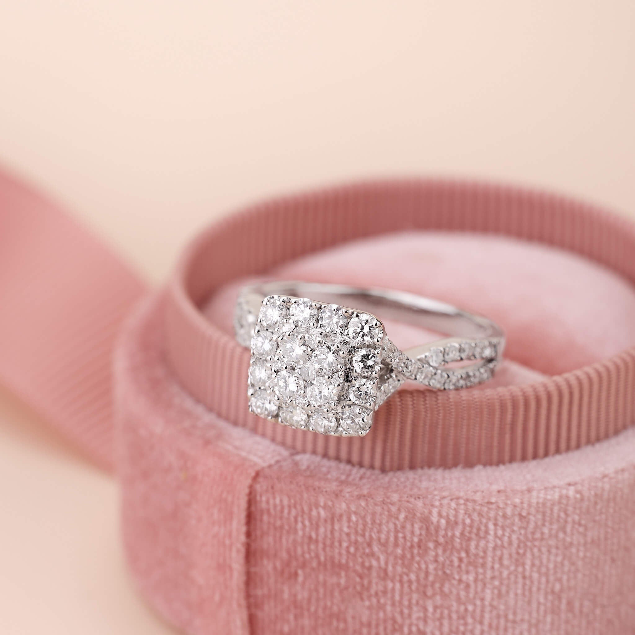 1.09 ct.tw.Classic Diamond Halo Ring - Jewelry And Store
