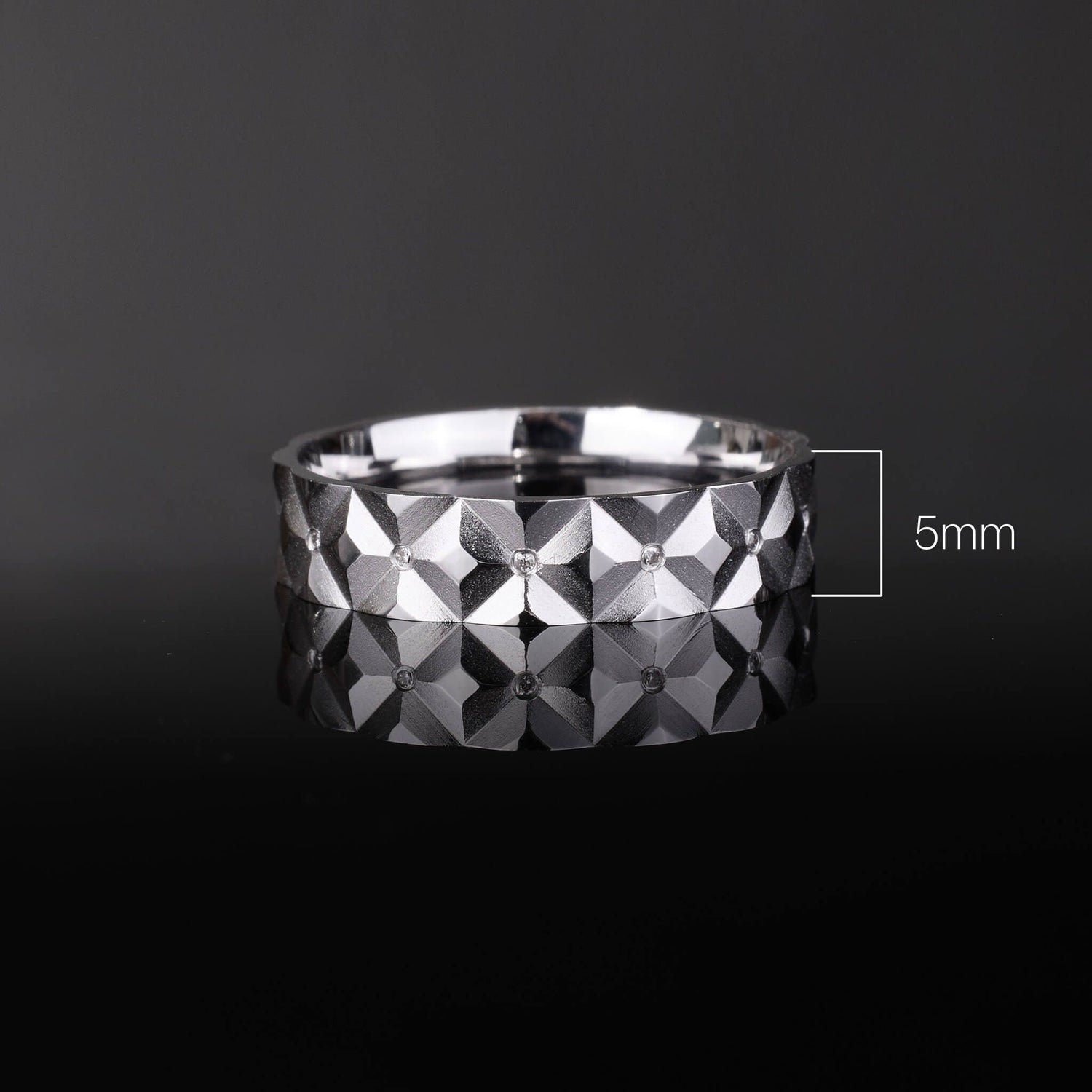 18K Gold Unisex Geometric Band Ring
