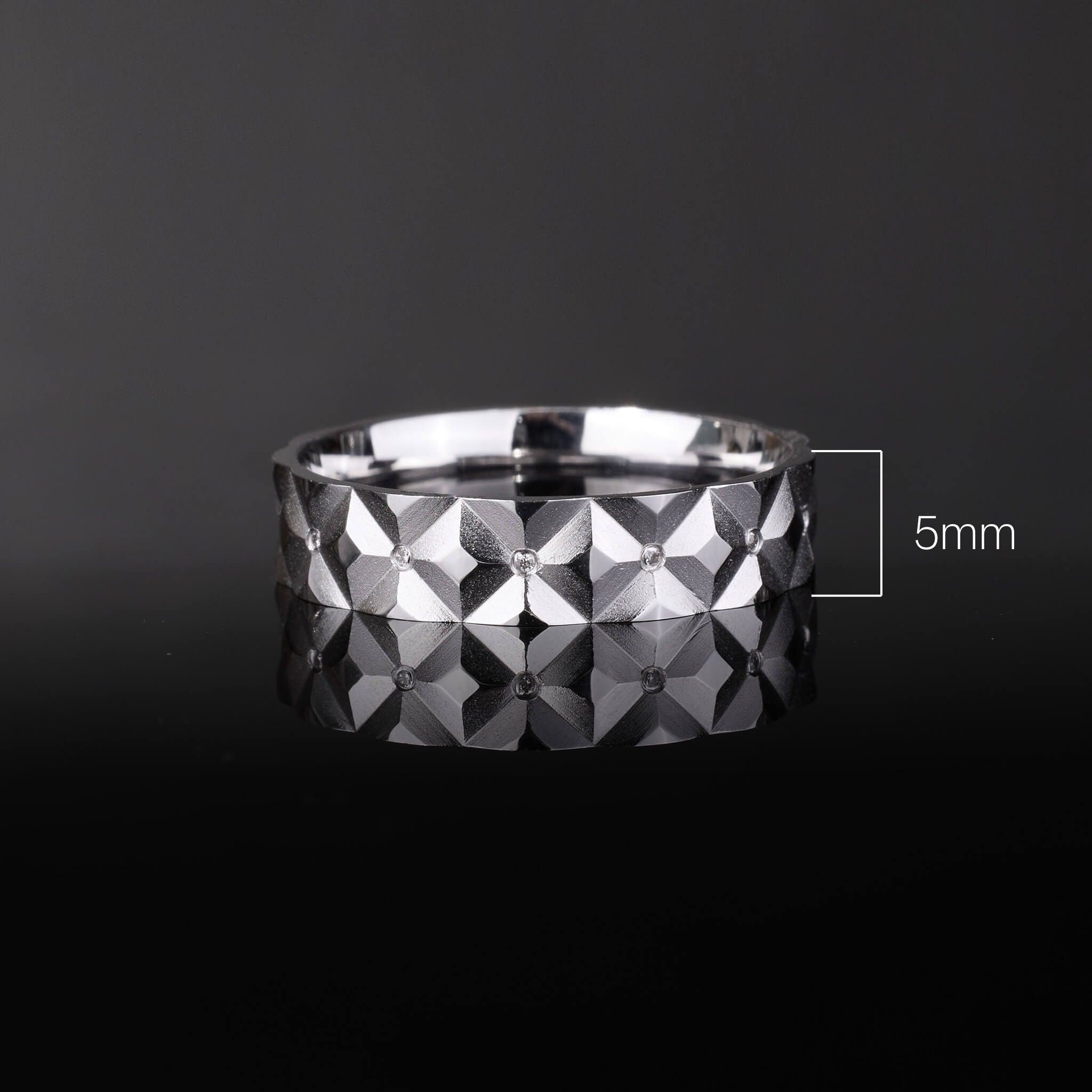 18K Gold Unisex Geometric Band Ring