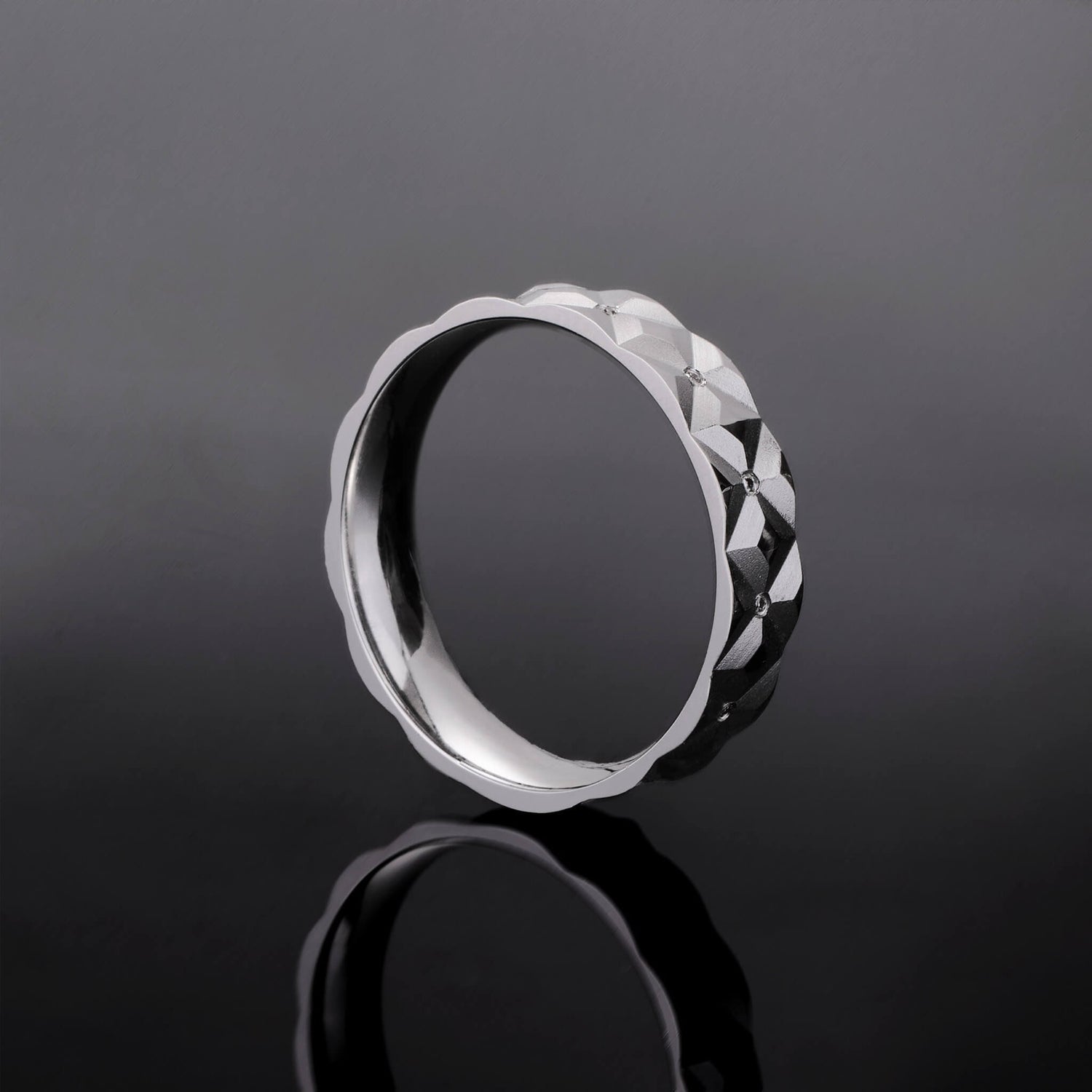 18K Gold Unisex Geometric Band Ring