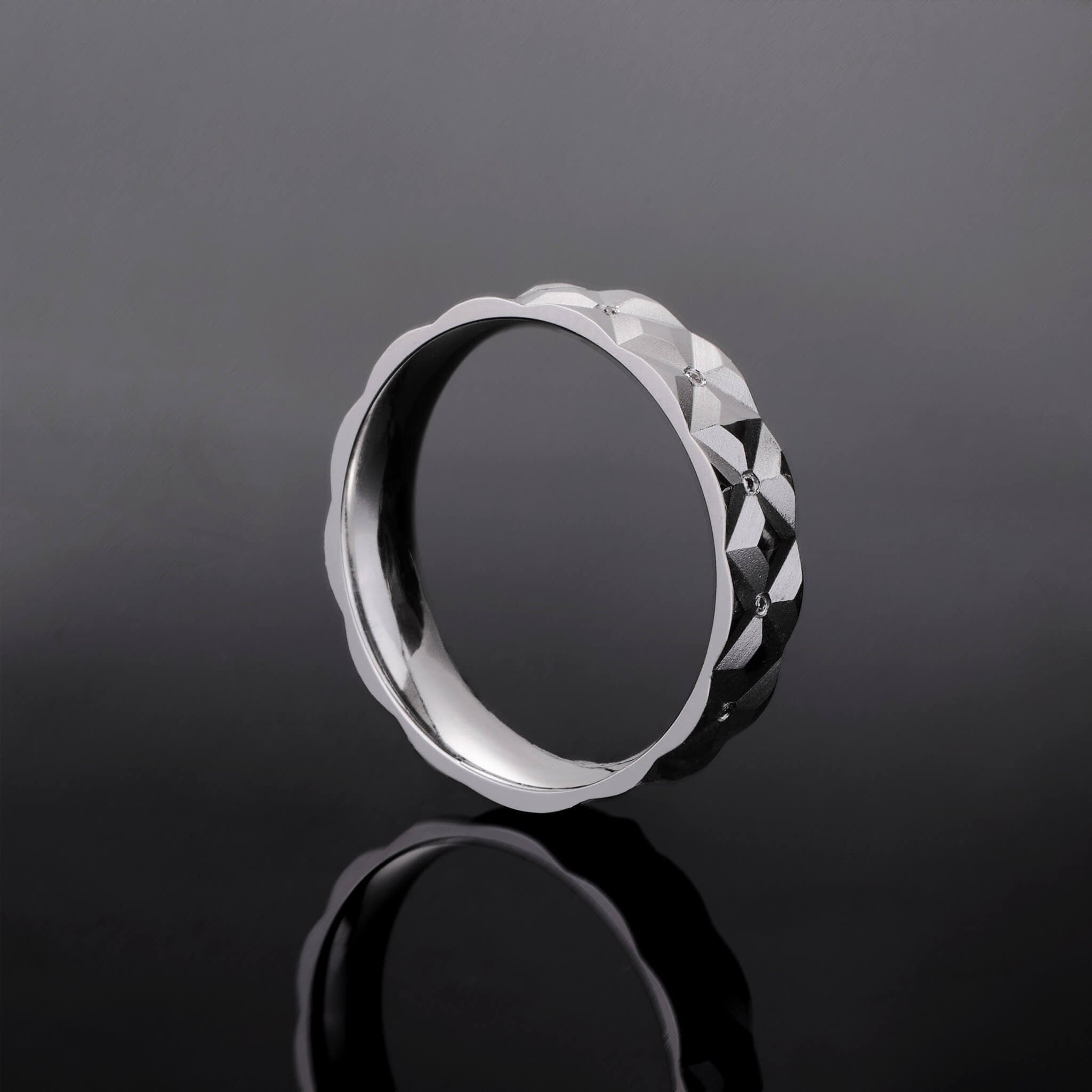 18K Gold Unisex Geometric Band Ring