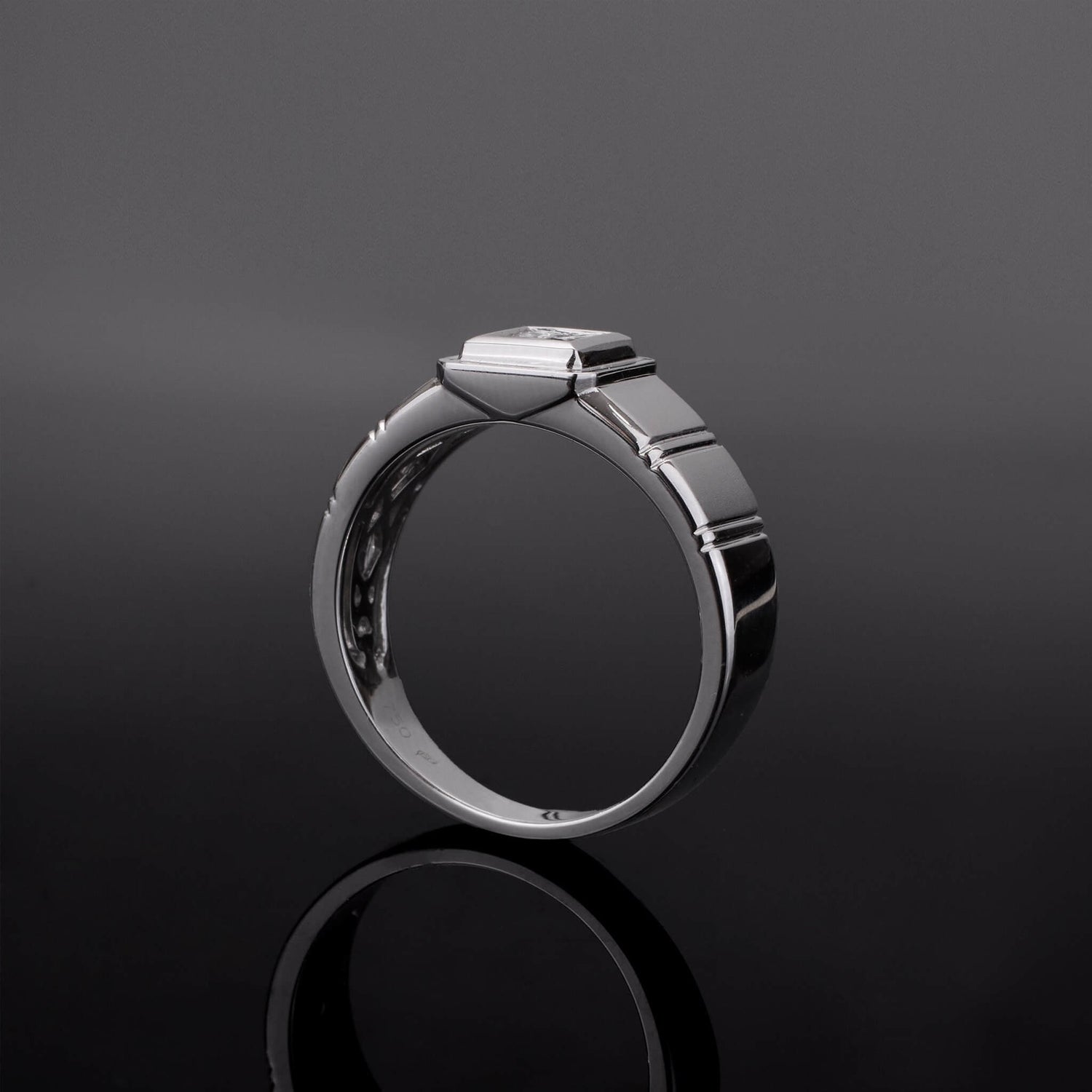 18K Gold Unisex Diamond Signet Ring