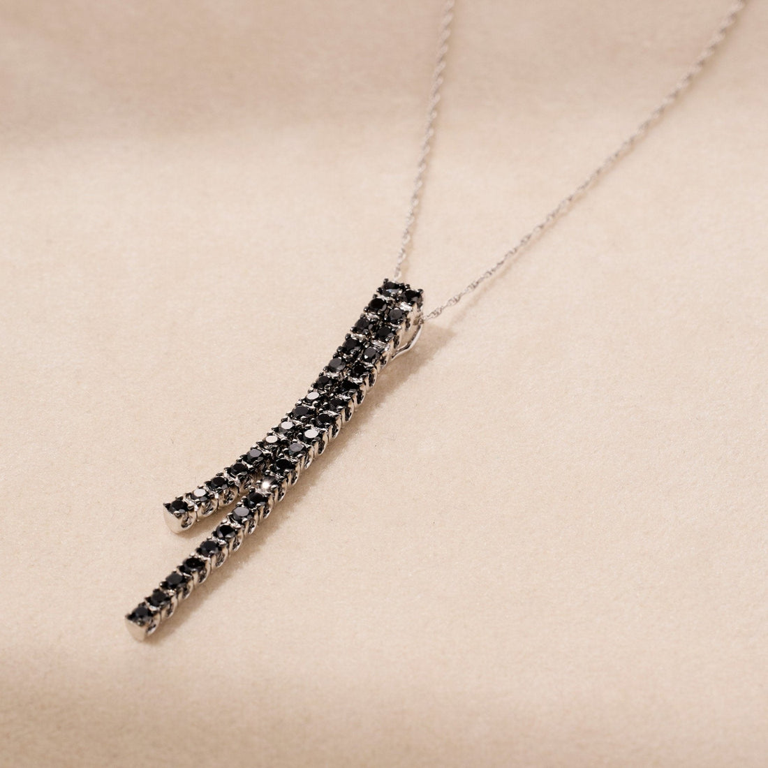 18K Gold Black Diamond Chain Pendant - Jewelry And Store