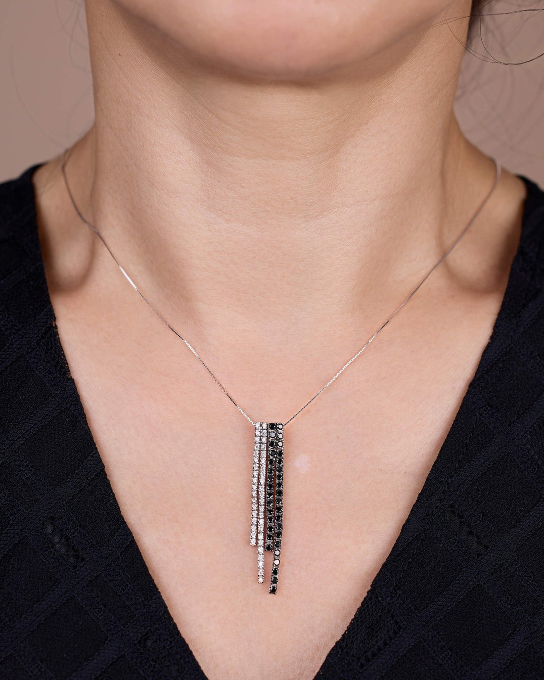 18K Gold Black Diamond Chain Pendant - Jewelry And Store