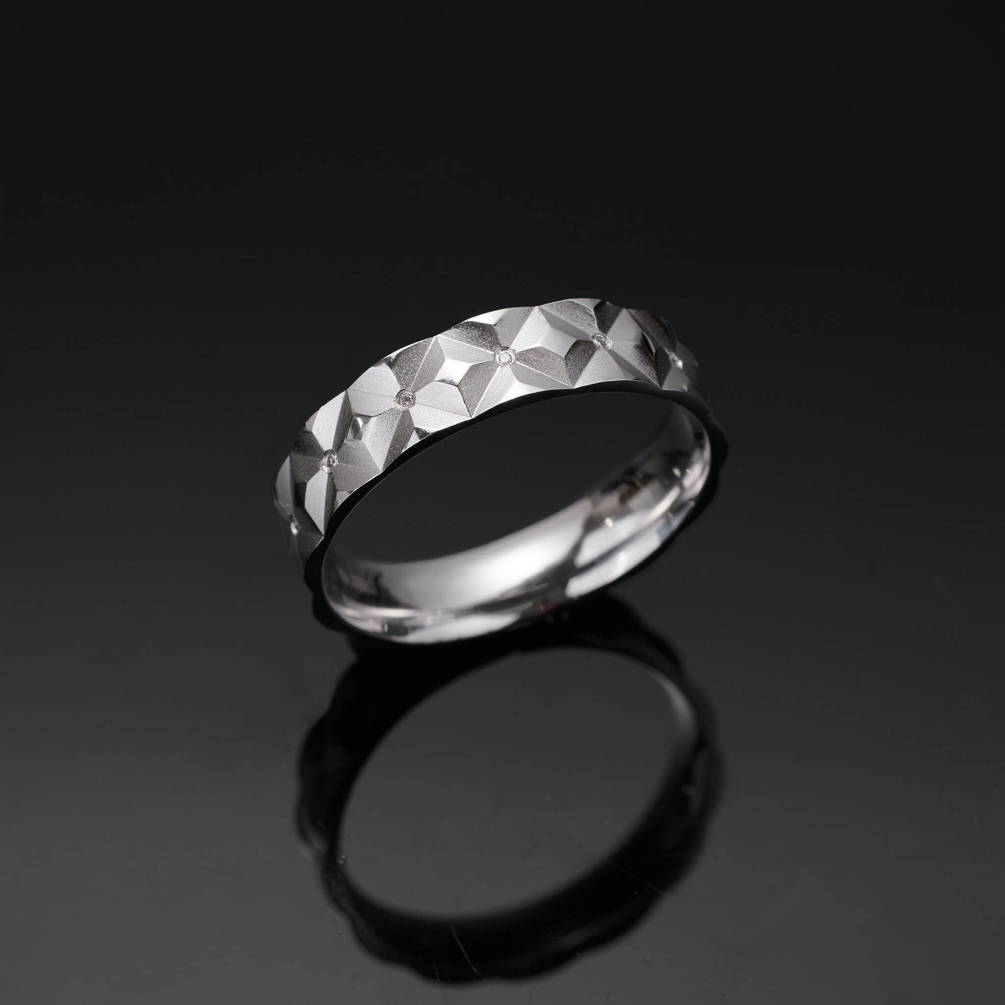 18K Gold Unisex Geometric Band Ring