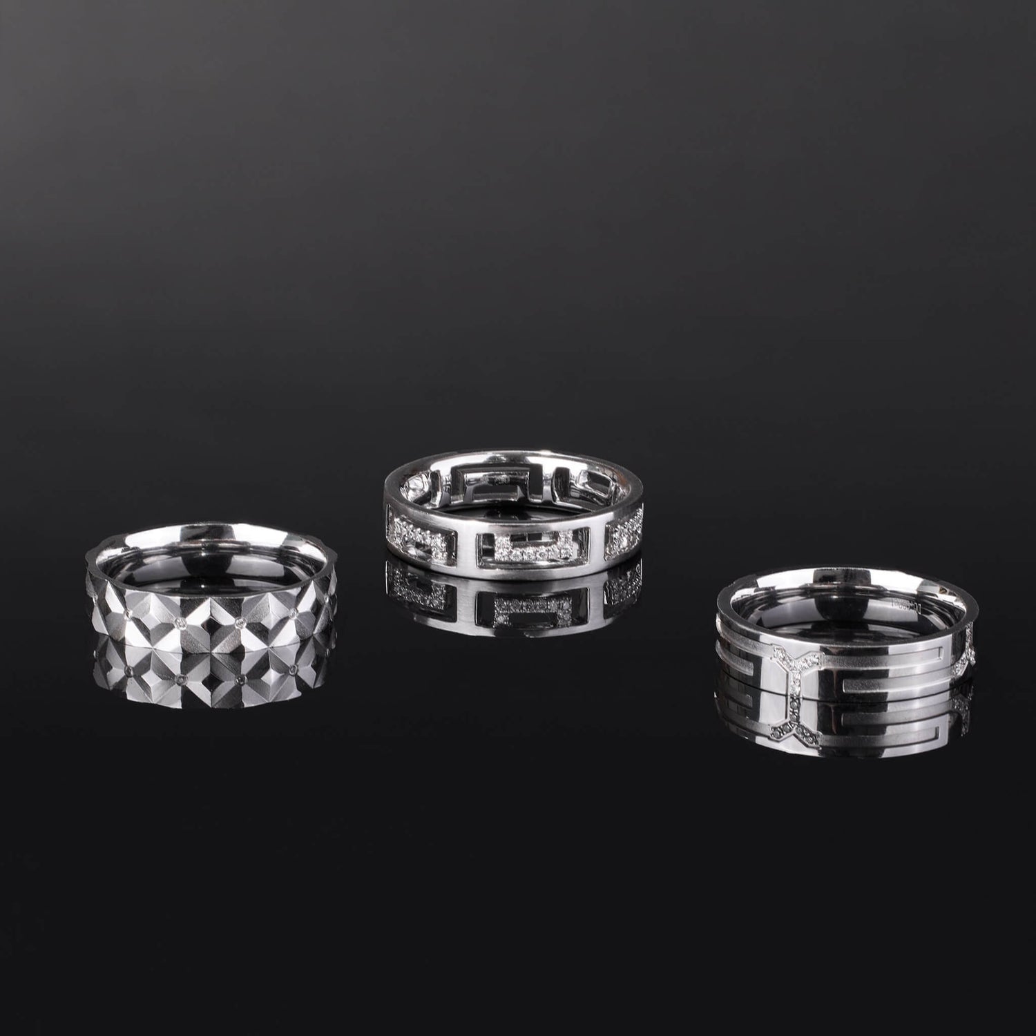 18K Gold Unisex Geometric Band Ring