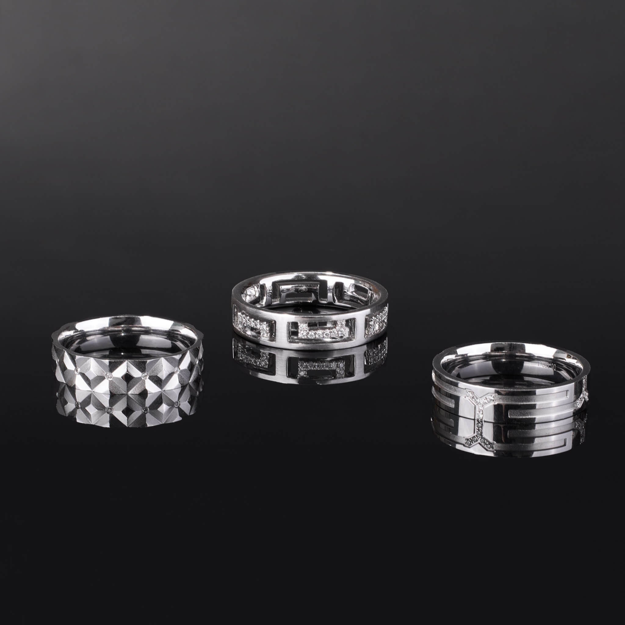 18K Gold Unisex Geometric Band Ring