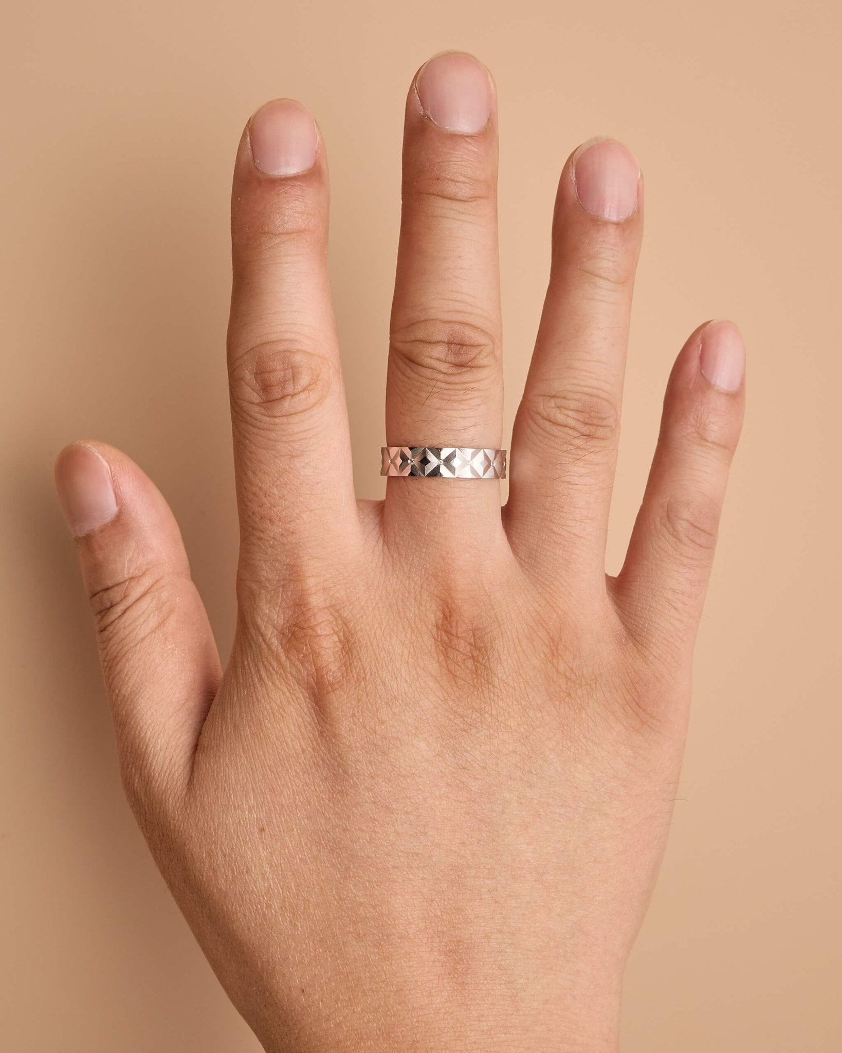18K Gold Unisex Geometric Band Ring